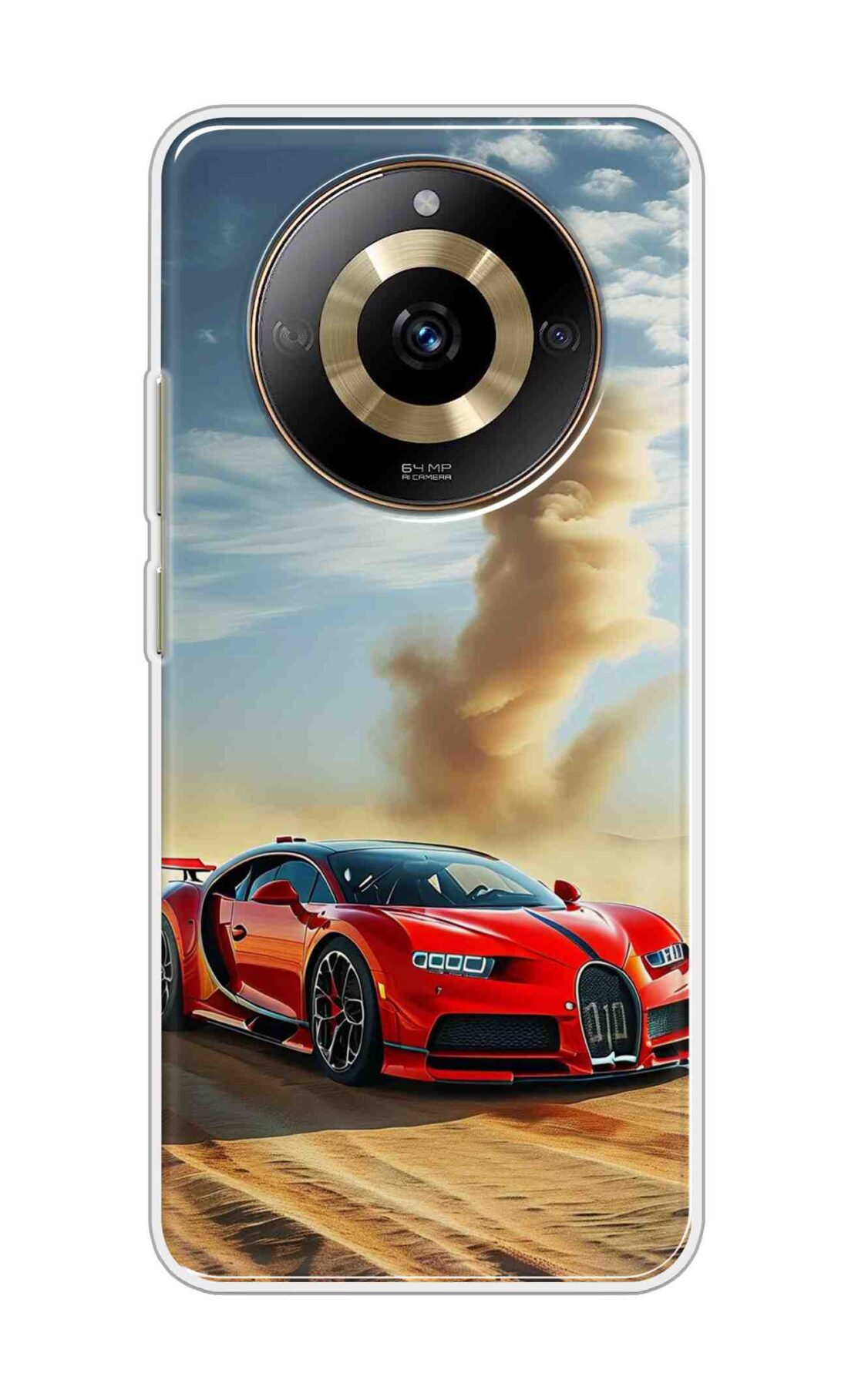 Coberta Back Cover For Realme narzo 60 5G Back Cover Stylish Case - Red Modified Car on Sand Design D16634