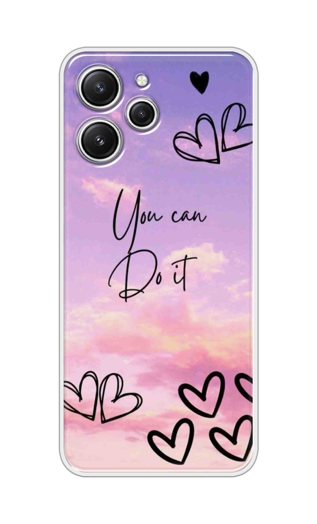 Coberta Back Cover For Redmi 12 4G Back Cover Stylish Case - You Can Do It and Hearts Design D16539