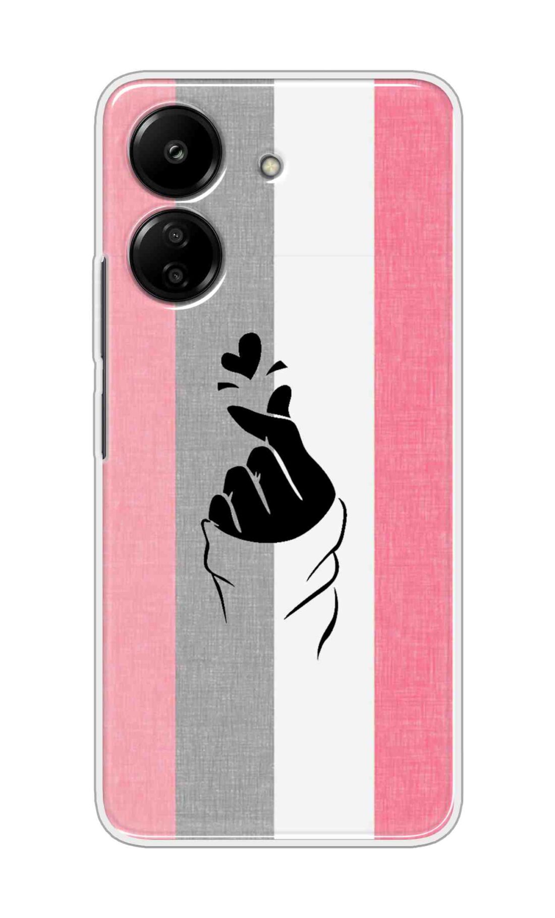 Coberta Back Cover For Redmi 13C 4G Back Cover Stylish Case - Pink and Grey Korean Heart Design D11894