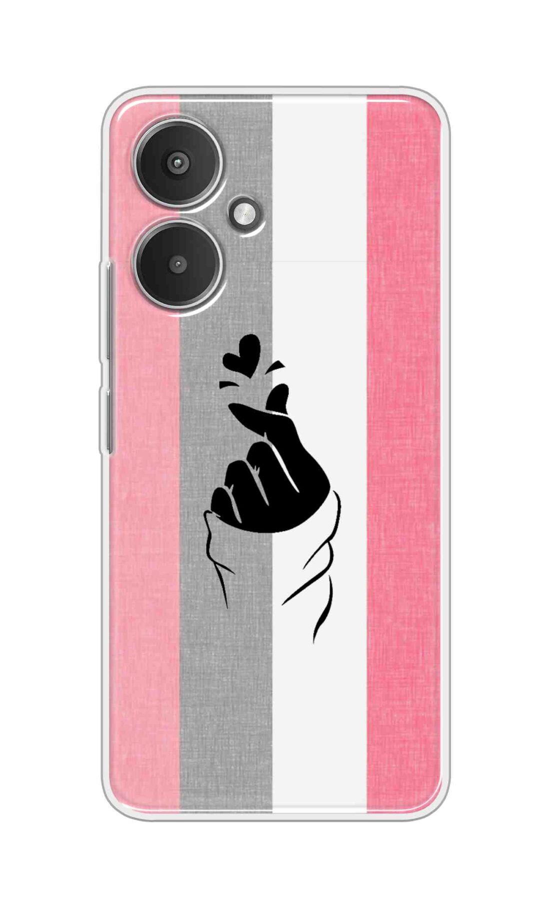 Coberta Back Cover For Redmi 13C 5G Back Cover Stylish Case - Pink and Grey Korean Heart Design D11894