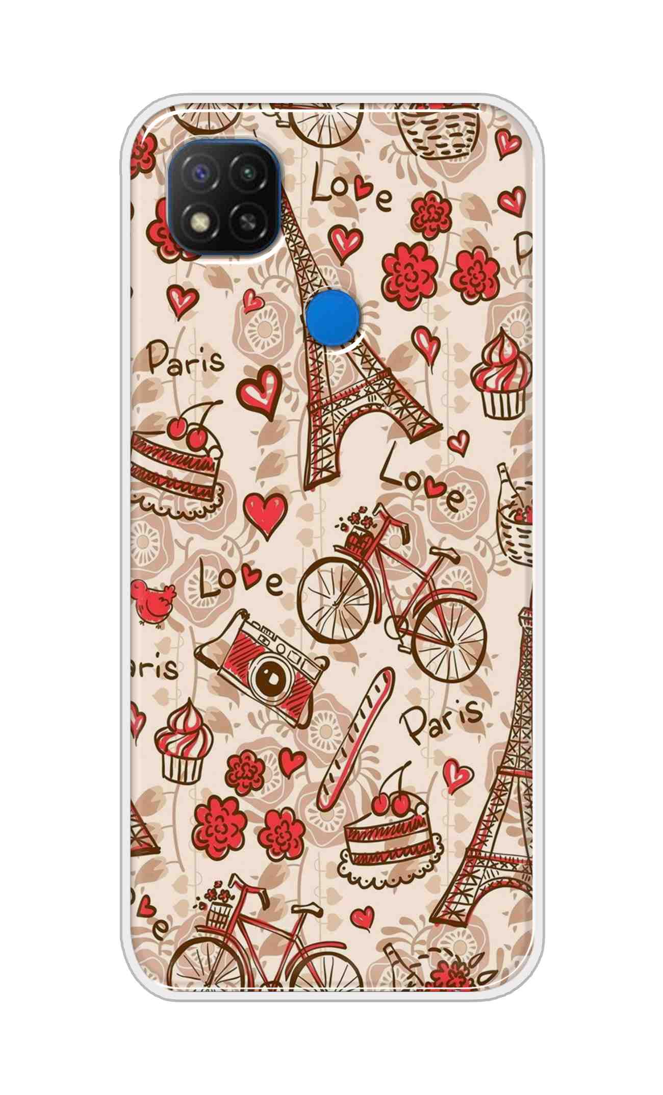 Coberta Back Cover For Redmi 9 Back Cover Stylish Case - Paris and Love Text Pattern D11626