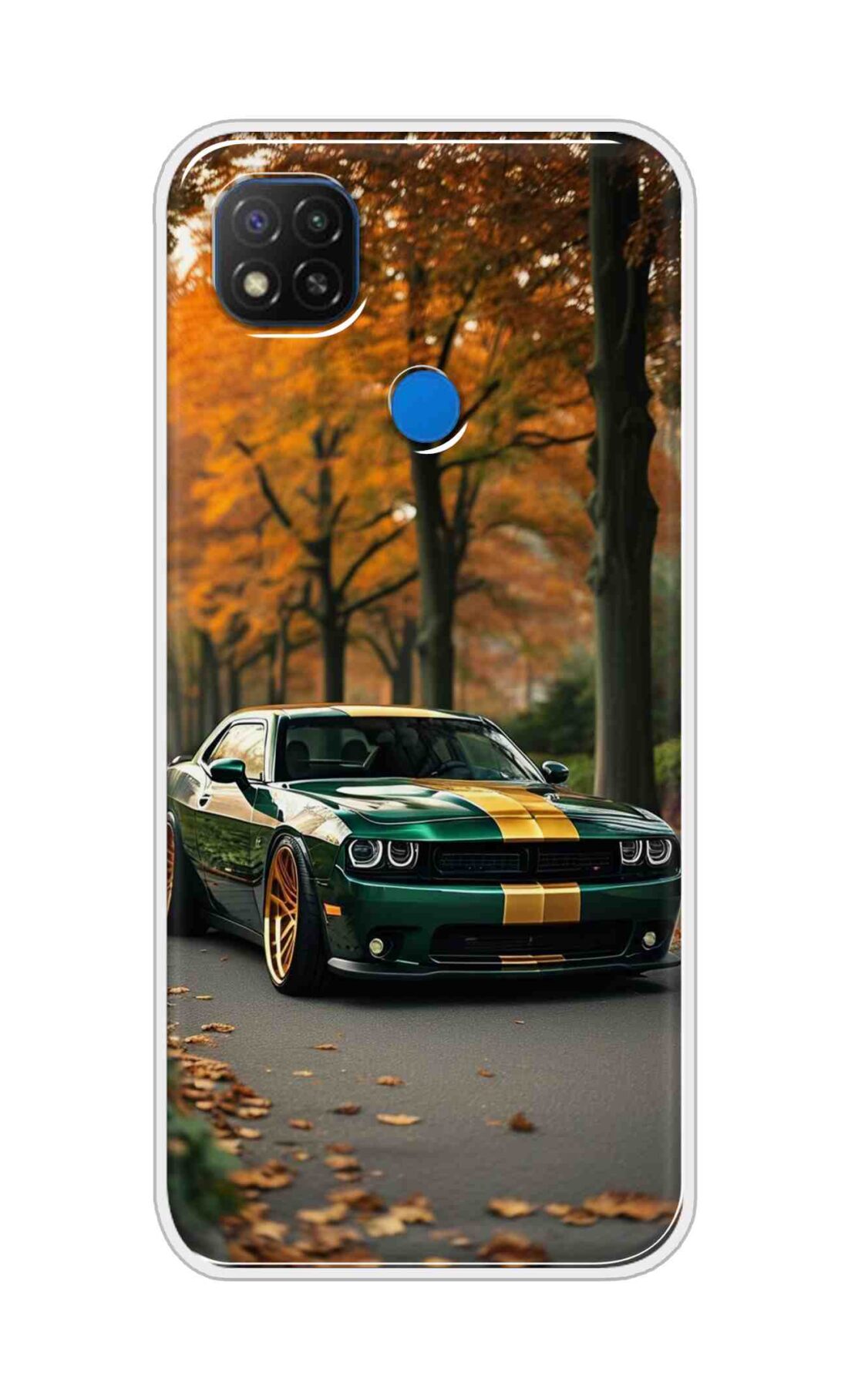 Coberta Back Cover For Redmi 9 Back Cover Stylish Case - Golden Line in Green Design D16546