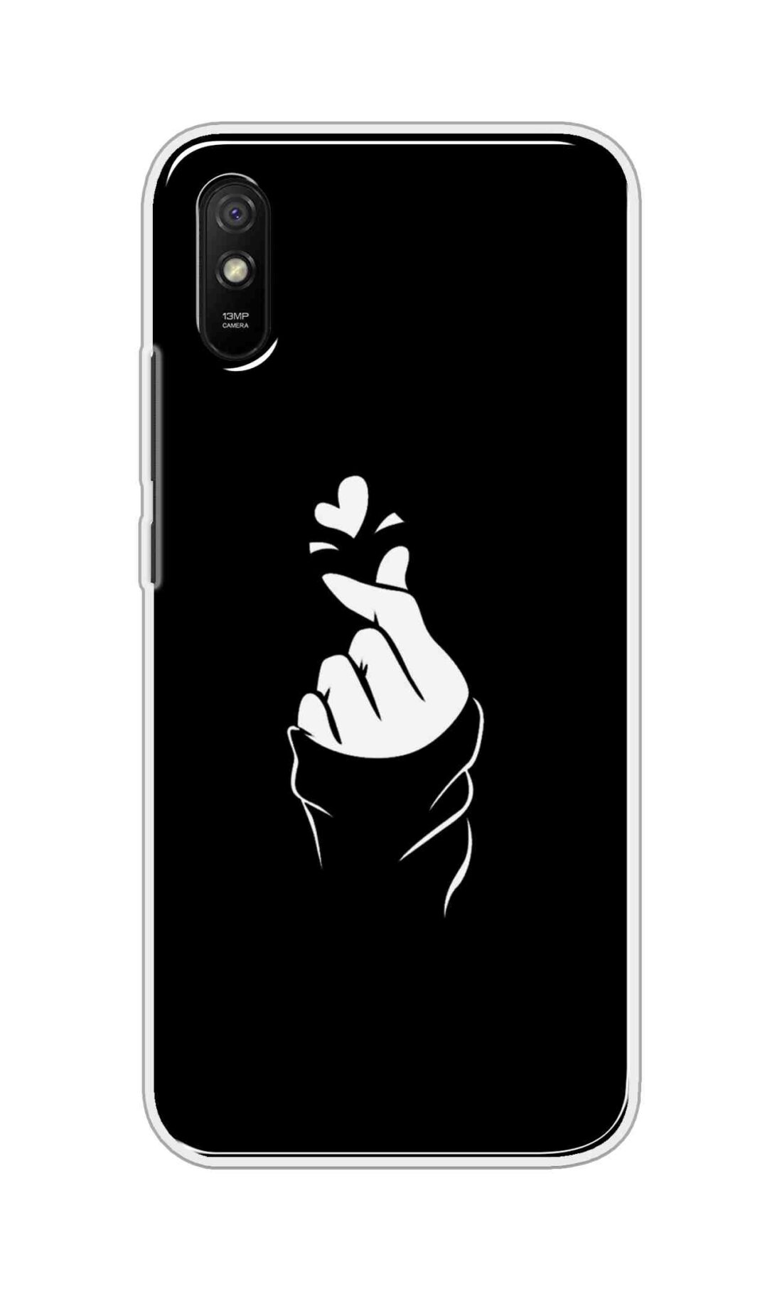 Coberta Back Cover For Redmi 9A Back Cover Stylish Case - Black Korean Heart Design D11802