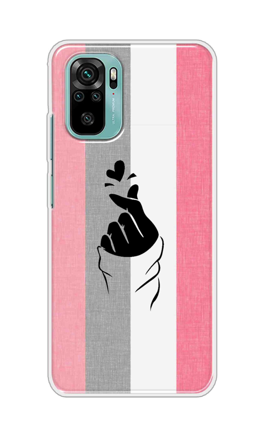 Coberta Back Cover For Redmi Note 10 Back Cover Stylish Case - Pink and Grey Korean Heart Design D11894