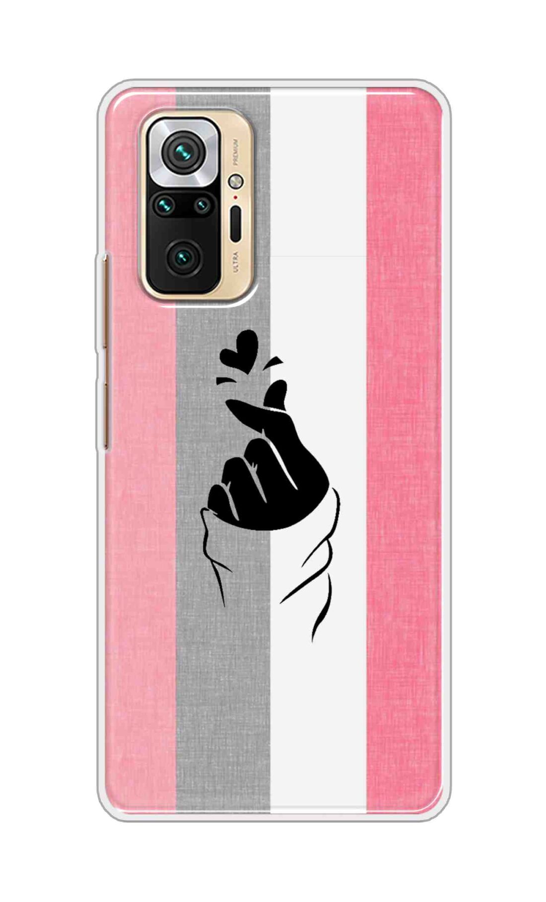Coberta Back Cover For Redmi Note 10 Pro Back Cover Stylish Case - Pink and Grey Korean Heart Design D11894
