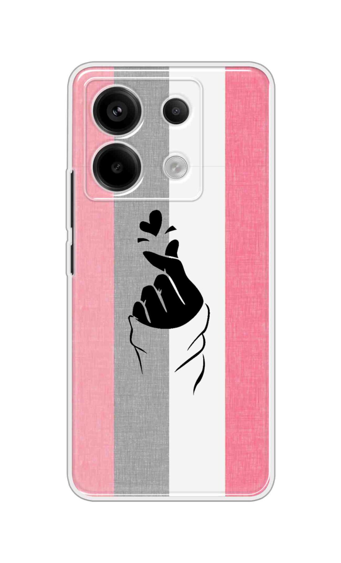 Coberta Back Cover For Redmi Note 13 Pro 5G Back Cover Stylish Case - Pink and Grey Korean Heart Design D11894