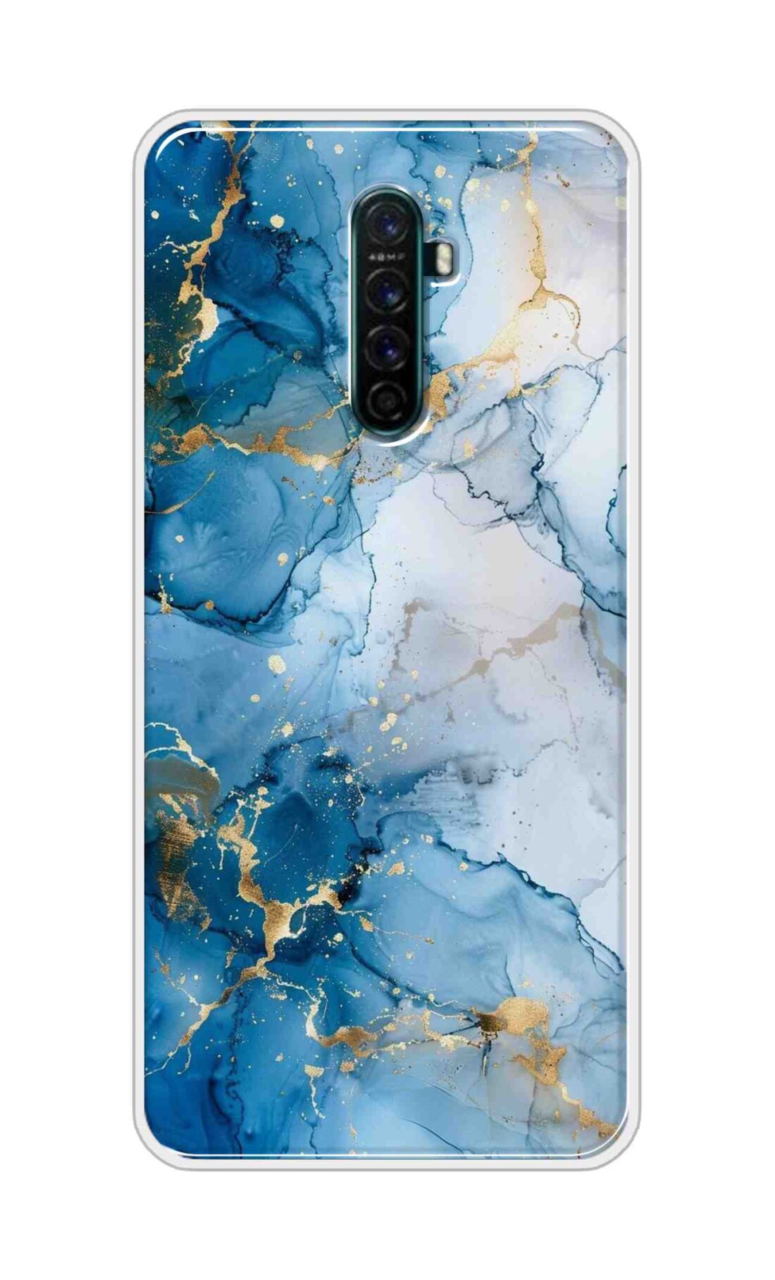 Coberta Back Cover For Oppo Reno Ace Back Cover Stylish Case - Light Blue and Golden Marble Design D16481