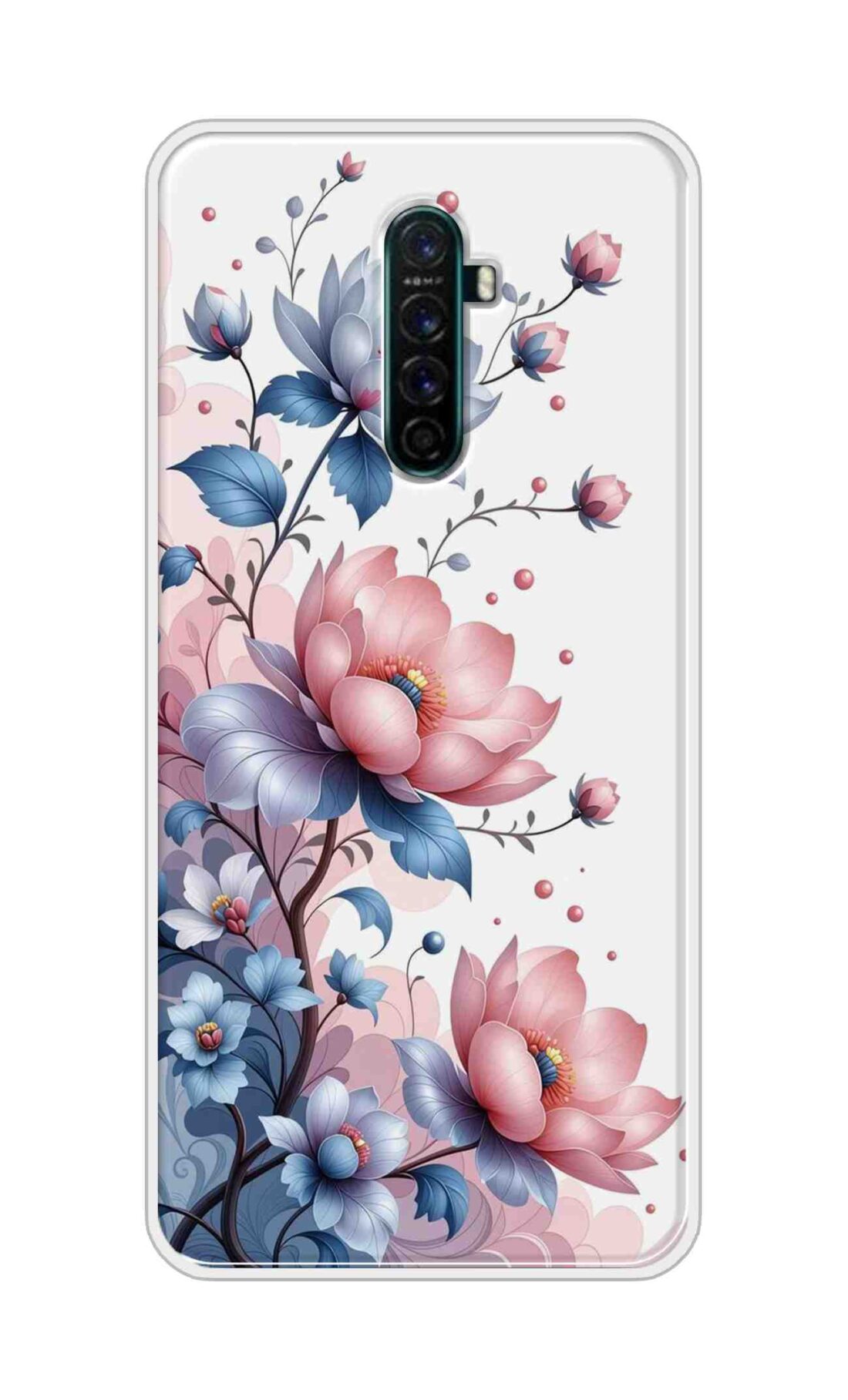 Coberta Back Cover For Oppo Reno Ace Back Cover Stylish Case - Asthetic Flowers in White Design D16607