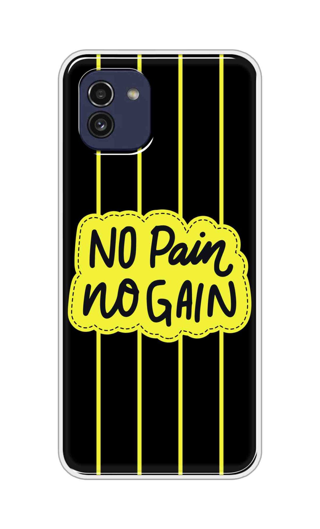 Coberta Back Cover For Samsung Galaxy A03 Back Cover Stylish Case - No Pain No Gain in Yellow Design D16508