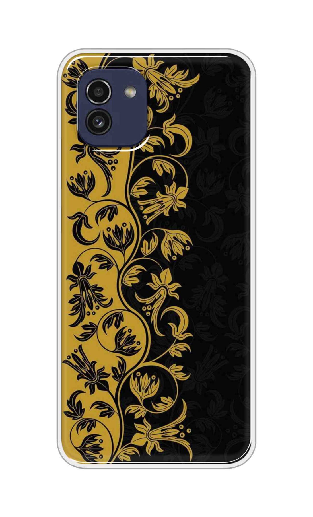 Coberta Back Cover For Samsung Galaxy A03 Back Cover Stylish Case - Black and Yellow Leaves Design D16518