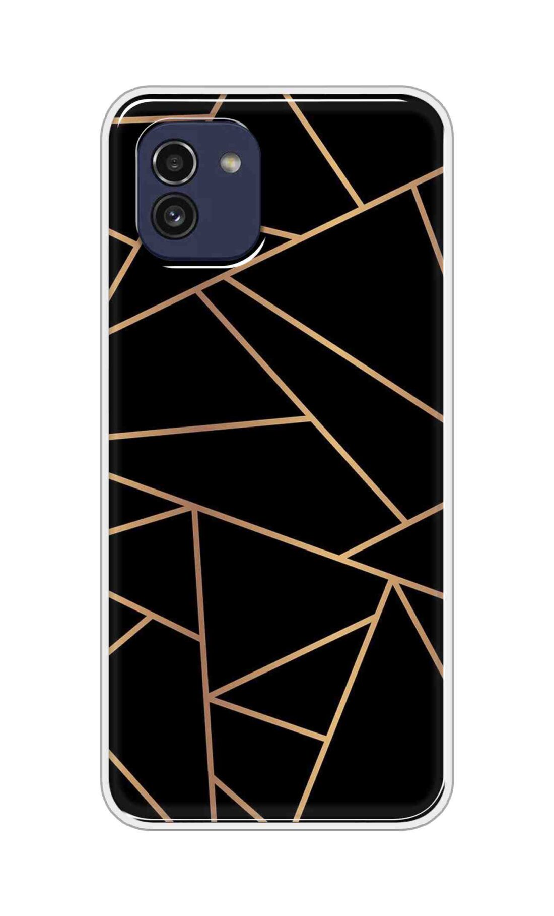 Coberta Back Cover For Samsung Galaxy A03 Back Cover Stylish Case - Golden Zig Zag Pattern in Black Design D16519