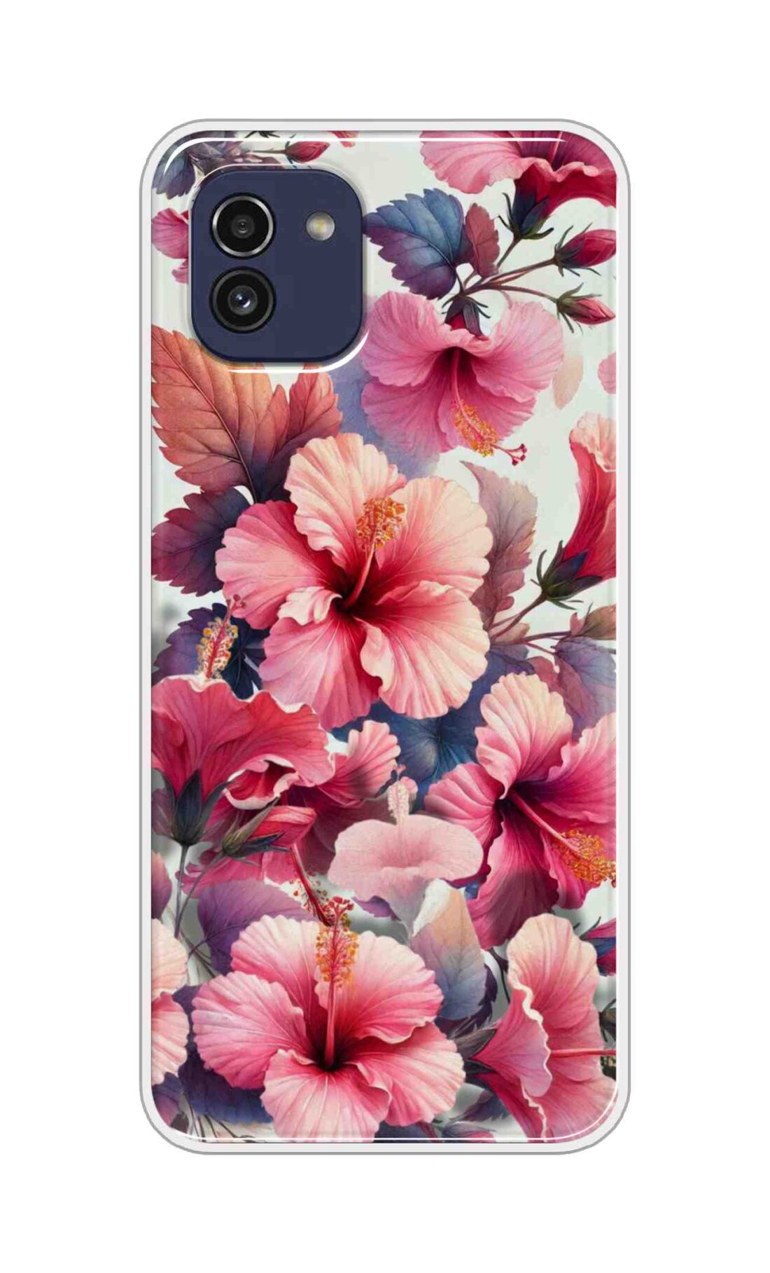 Coberta Back Cover For Samsung Galaxy A03 Back Cover Stylish Case - Pink Leaves and Flowers Design D16525