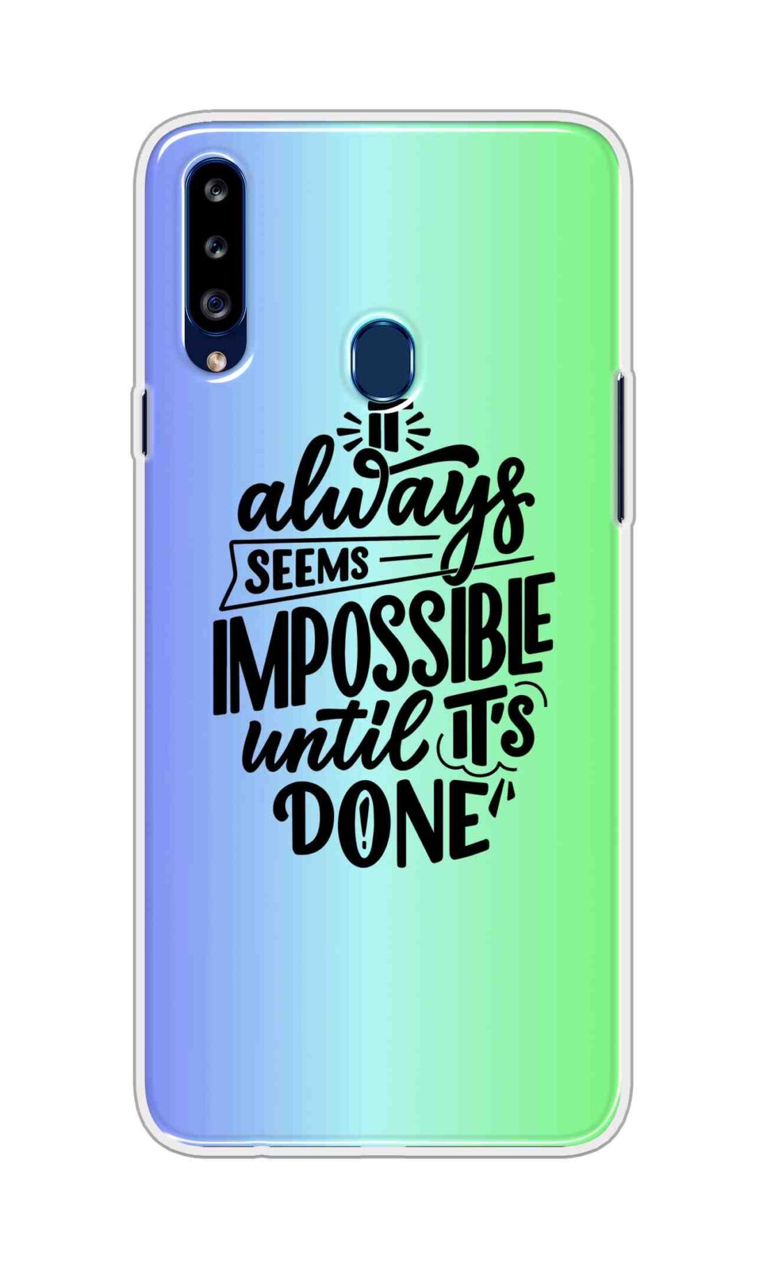 Coberta Back Cover For Samsung Galaxy A20s Back Cover Stylish Case - It Always Seems Impossible Until Its Done in Green and Blue Design D16502