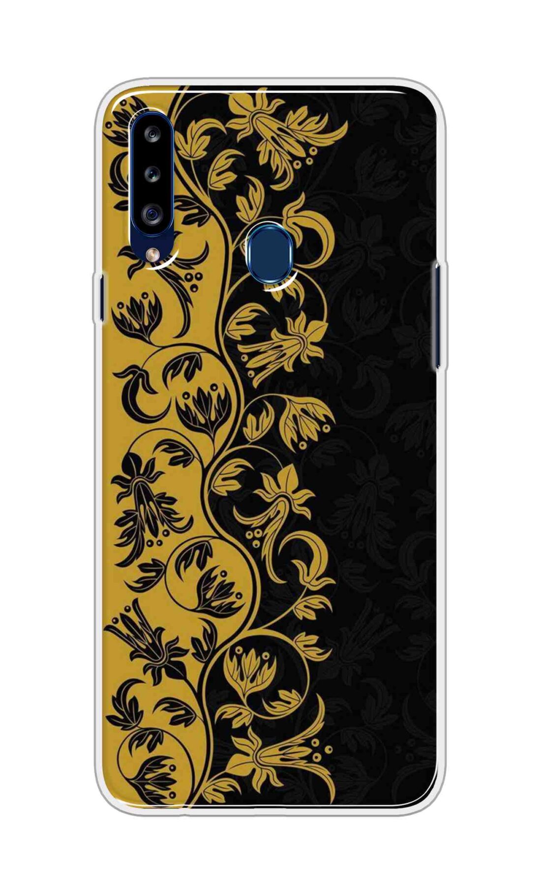 Coberta Back Cover For Samsung Galaxy A20s Back Cover Stylish Case - Black and Yellow Leaves Design D16518
