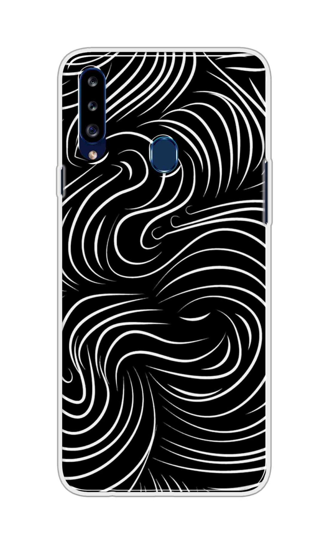 Coberta Back Cover For Samsung Galaxy A20s Back Cover Stylish Case - White Curves Design D16552