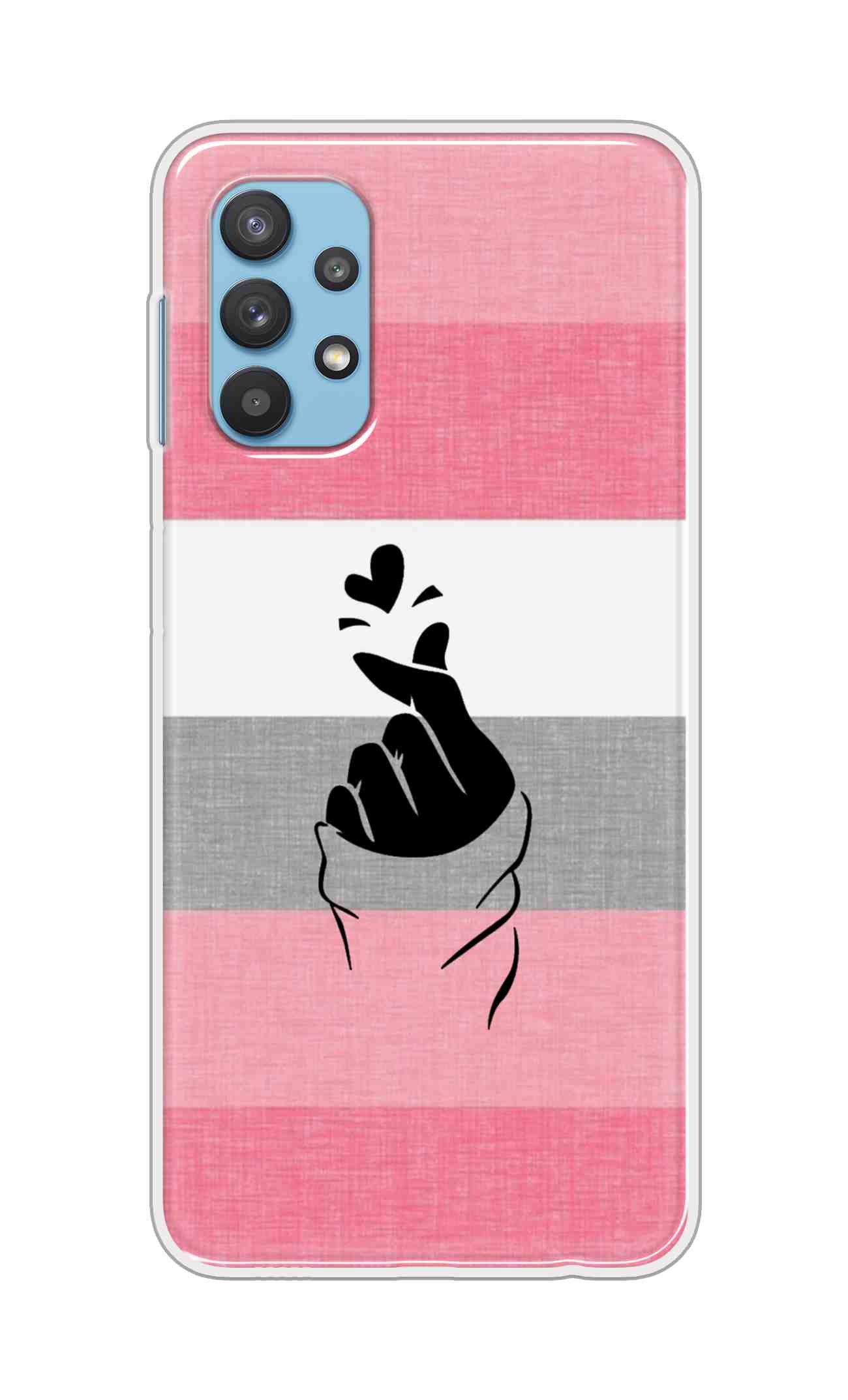 Coberta Back Cover For Samsung Galaxy A32 5G Back Cover Stylish Case - Straight Pink and Grey Korean Heart Design D14911