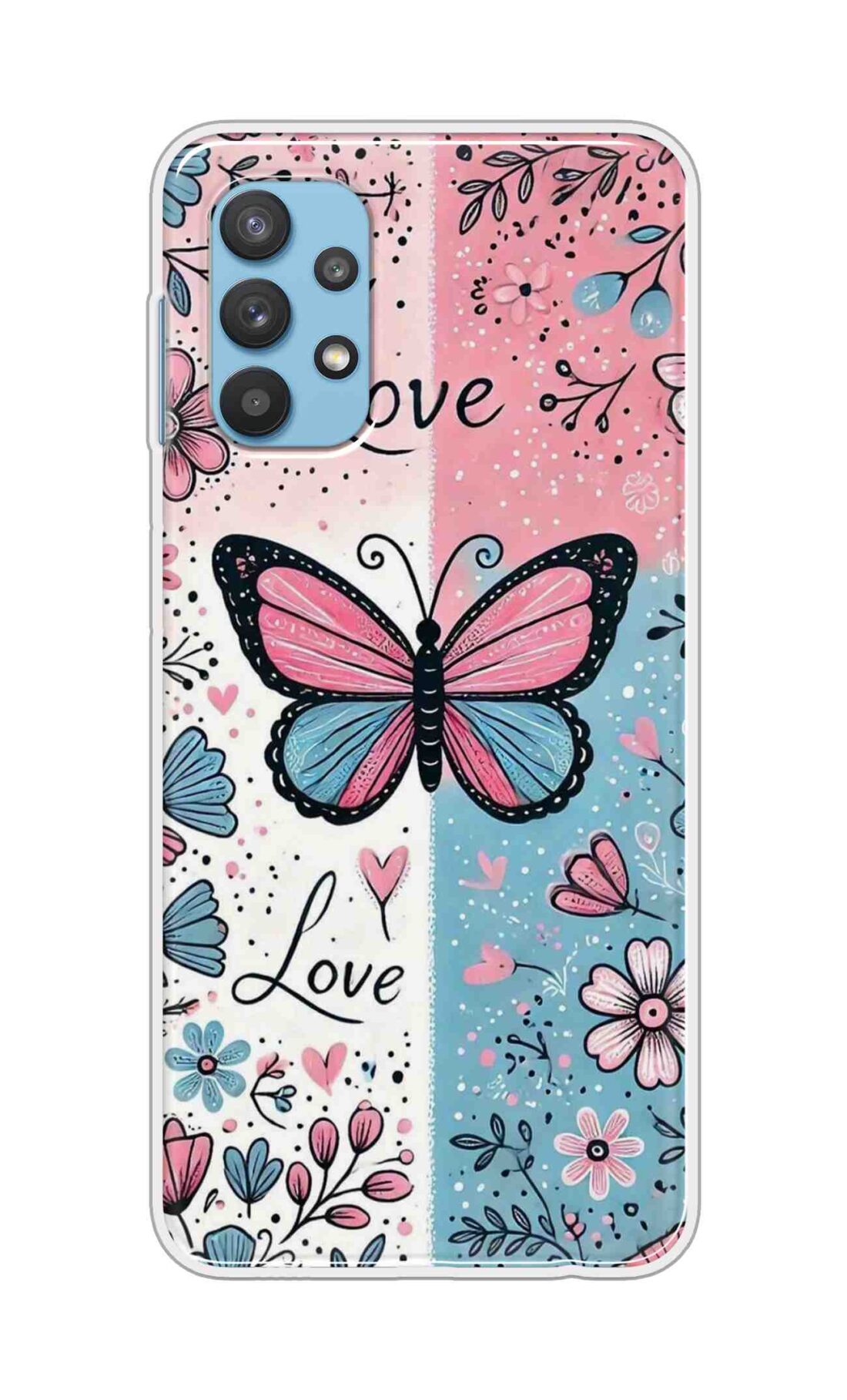 Coberta Back Cover For Samsung Galaxy A32 5G Back Cover Stylish Case - Butterfly and Love Text Design D16526