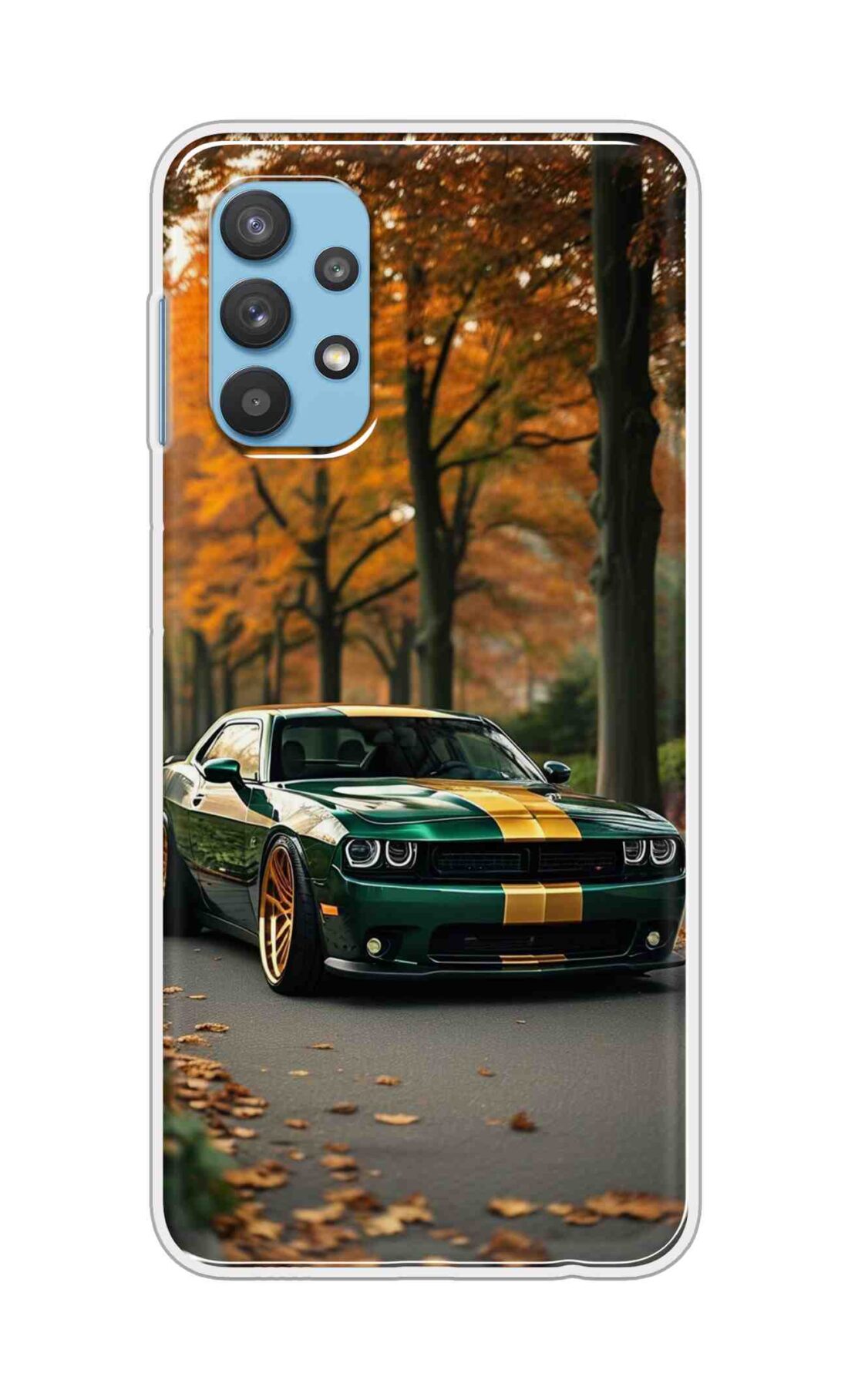 Coberta Back Cover For Samsung Galaxy A32 5G Back Cover Stylish Case - Golden Line in Green Design D16546