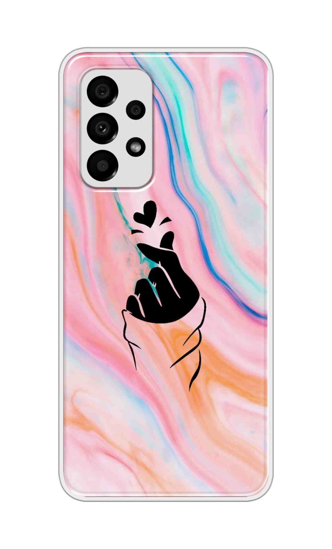 Coberta Back Cover For Samsung Galaxy A73 Back Cover Stylish Case - Korean Heart on Pink Multicolour Design D11896