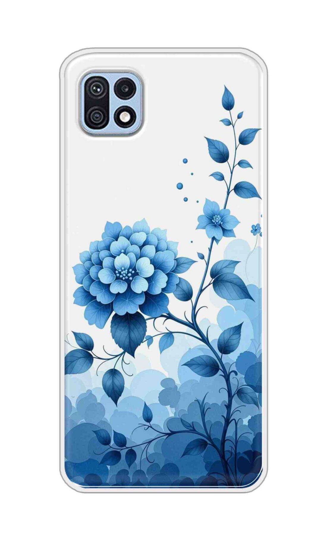 Coberta Back Cover For Samsung Galaxy F42 5G Back Cover Stylish Case - Blue Flowers in White Design D16644