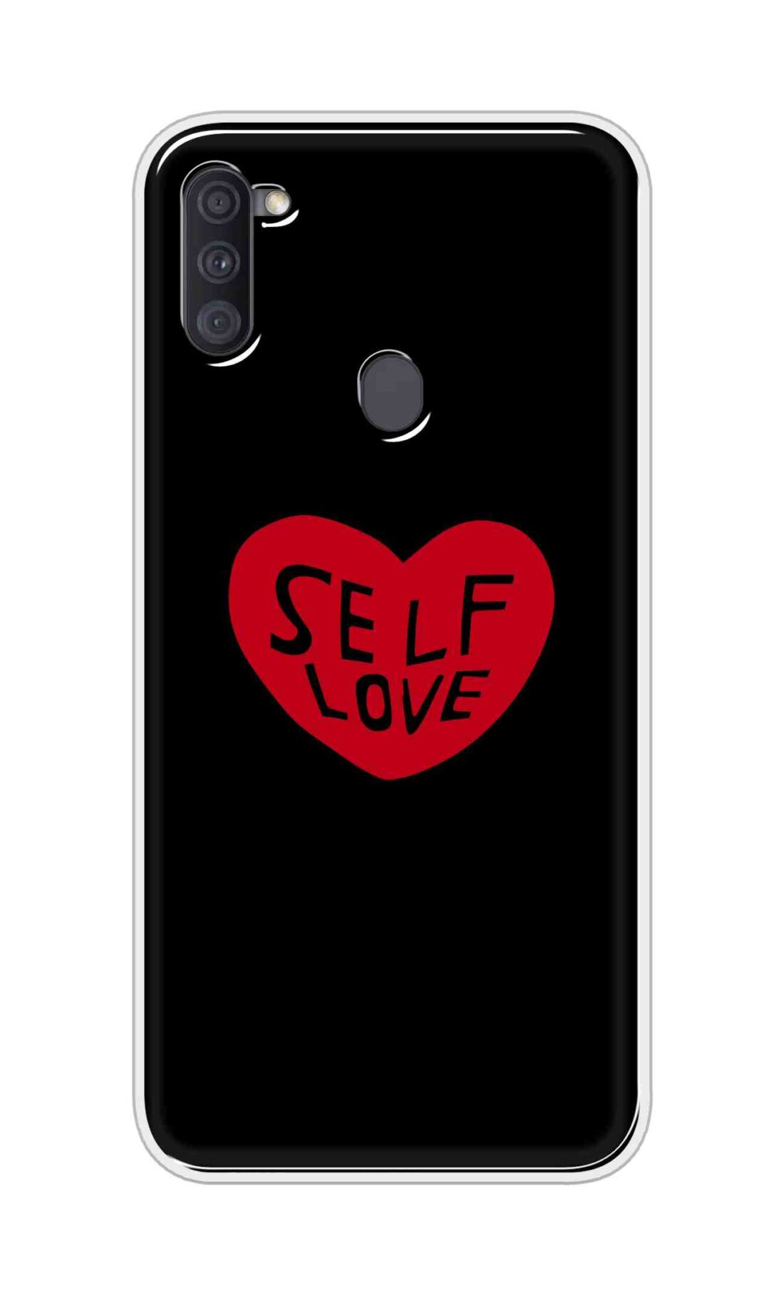 Coberta Back Cover For Samsung Galaxy A11 Back Cover Stylish Case - Self Love Heart in Black Design D16516