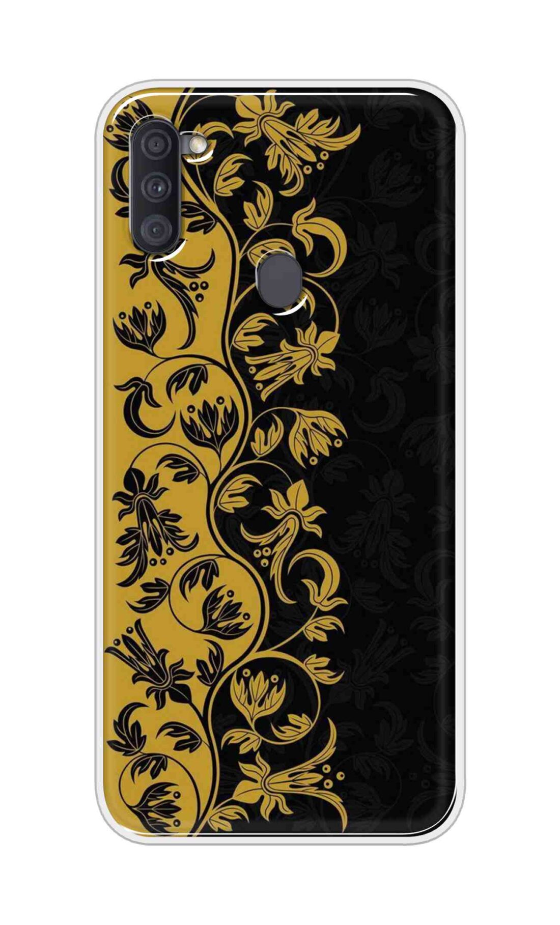 Coberta Back Cover For Samsung Galaxy A11 Back Cover Stylish Case - Black and Yellow Leaves Design D16518