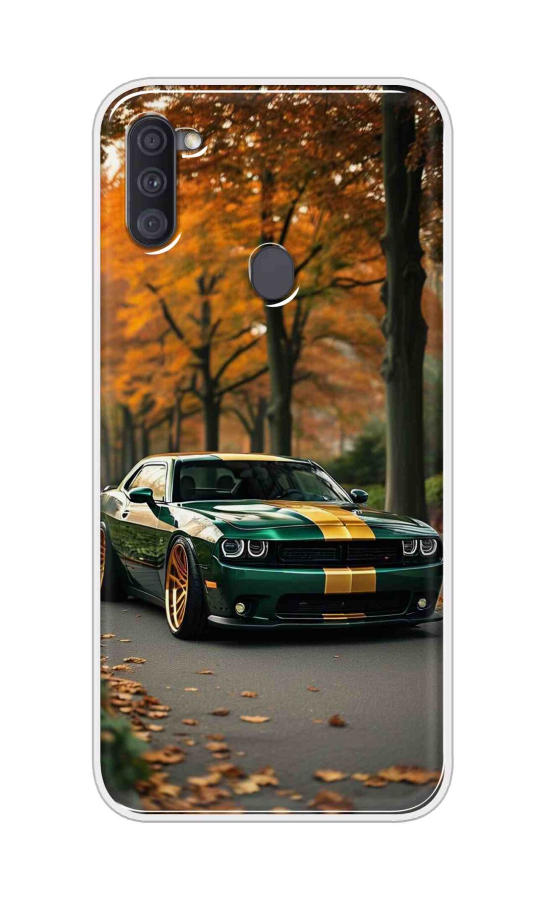 Coberta Back Cover For Samsung Galaxy A11 Back Cover Stylish Case - Golden Line in Green Design D16546