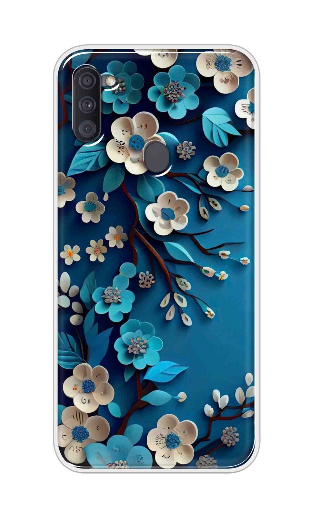 Coberta Back Cover For Samsung Galaxy A11 Back Cover Stylish Case - Blue and White Flowers Design D16551