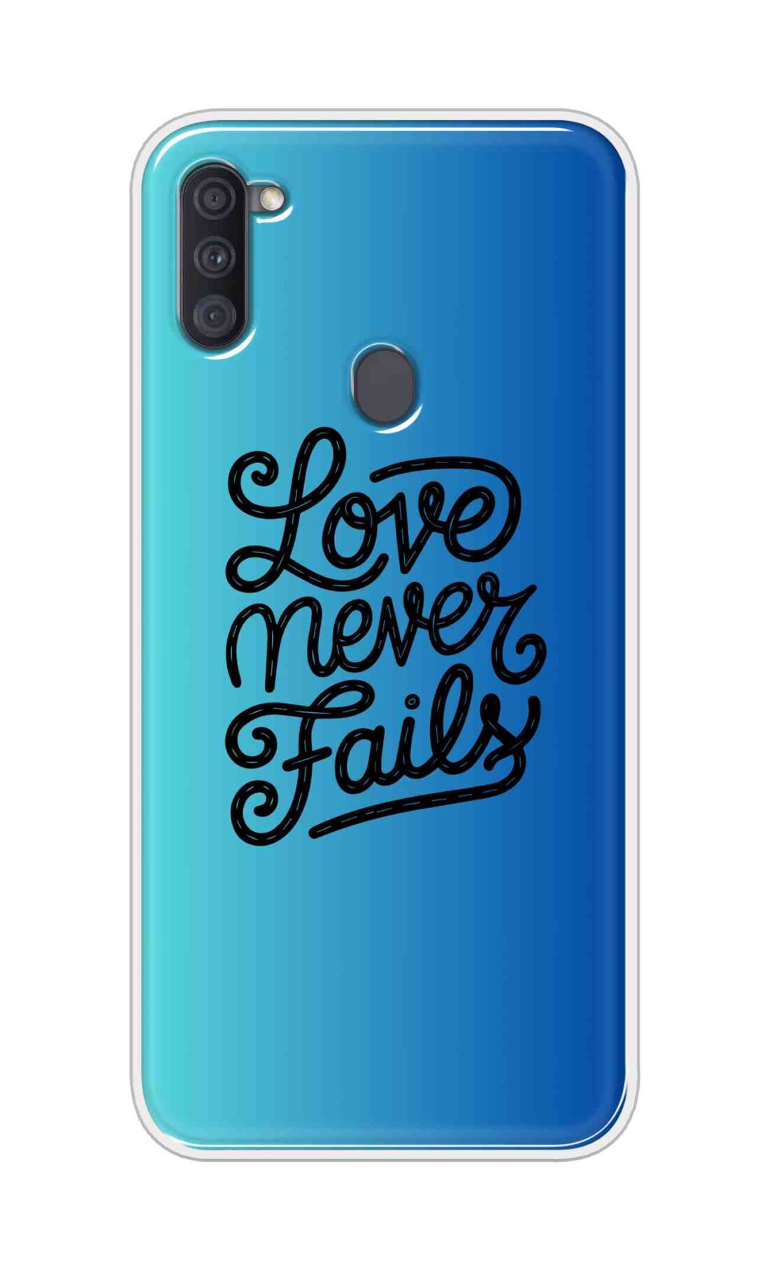 Coberta Back Cover For Samsung Galaxy A11 Back Cover Stylish Case - Love Never Fails in Blue Design D16643
