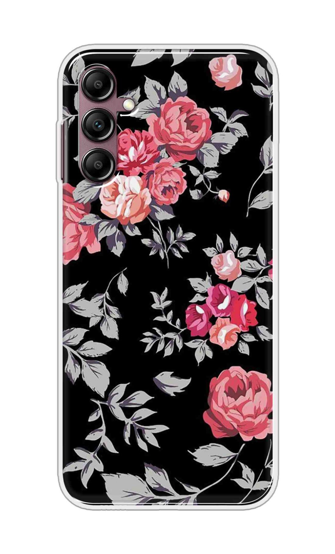 Coberta Back Cover For Samsung Galaxy M35 5G Back Cover Stylish Case - Pink Flowers and Grey Leaves Design D11556