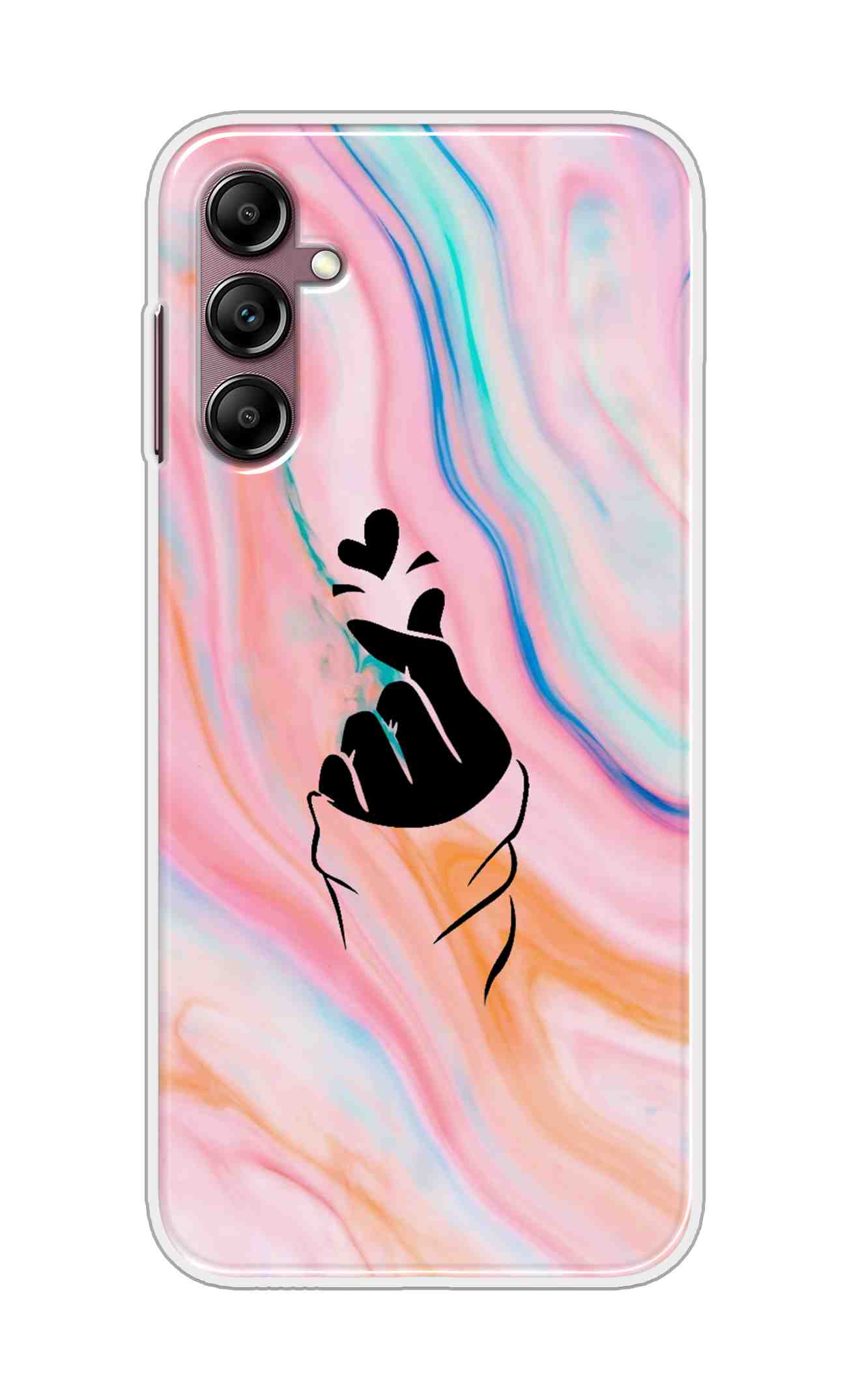 Coberta Back Cover For Samsung Galaxy M55 5G Back Cover Stylish Case - Korean Heart on Pink Multicolour Design D11896