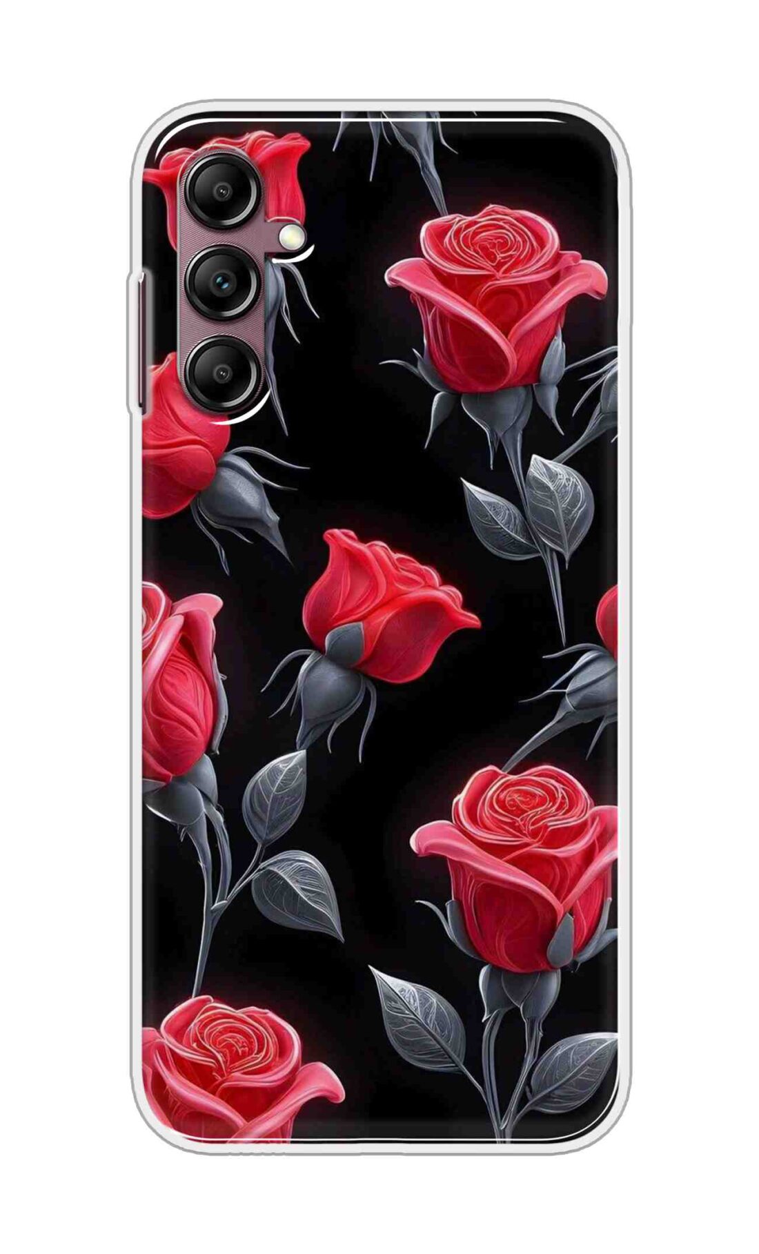 Coberta Back Cover For Samsung Galaxy A14 5G Back Cover Stylish Case - Red Rose Flowers in Black Design D16570