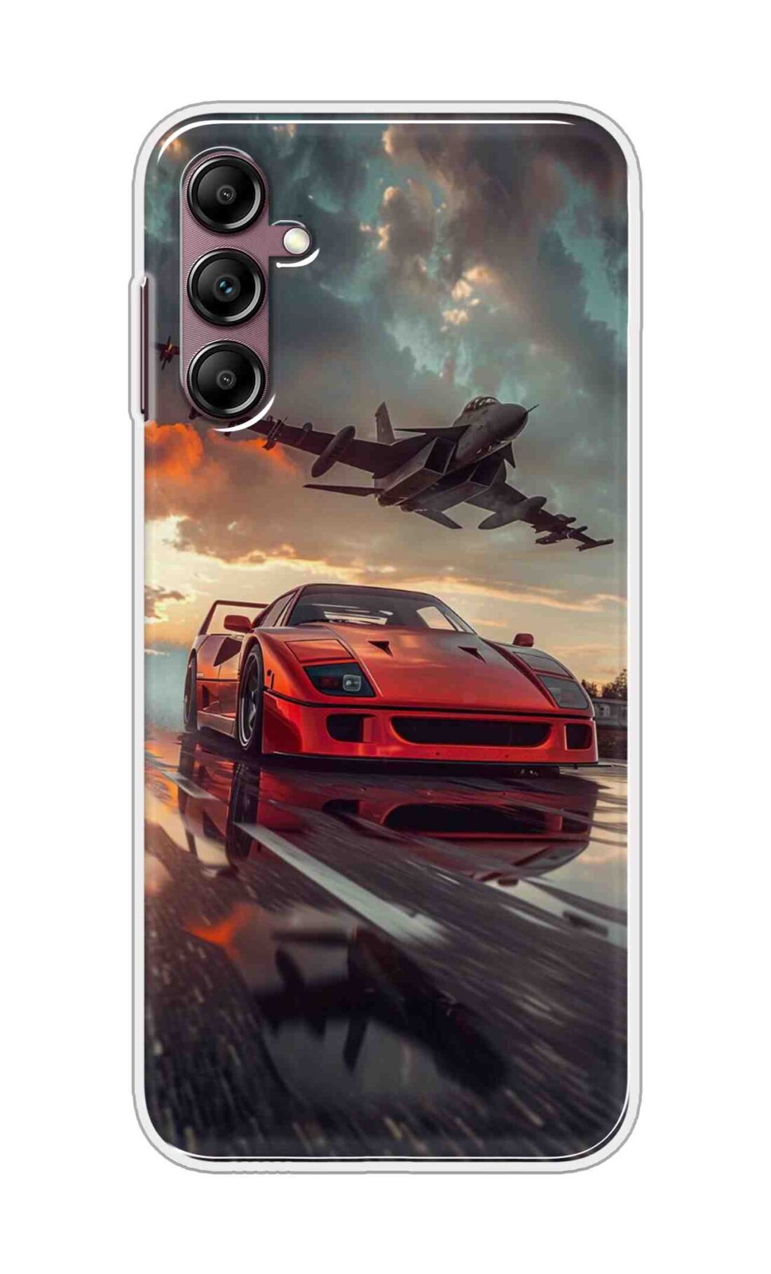 Coberta Back Cover For Samsung Galaxy A14 5G Back Cover Stylish Case - Raceing Red Car with Aeroplane Design D16594
