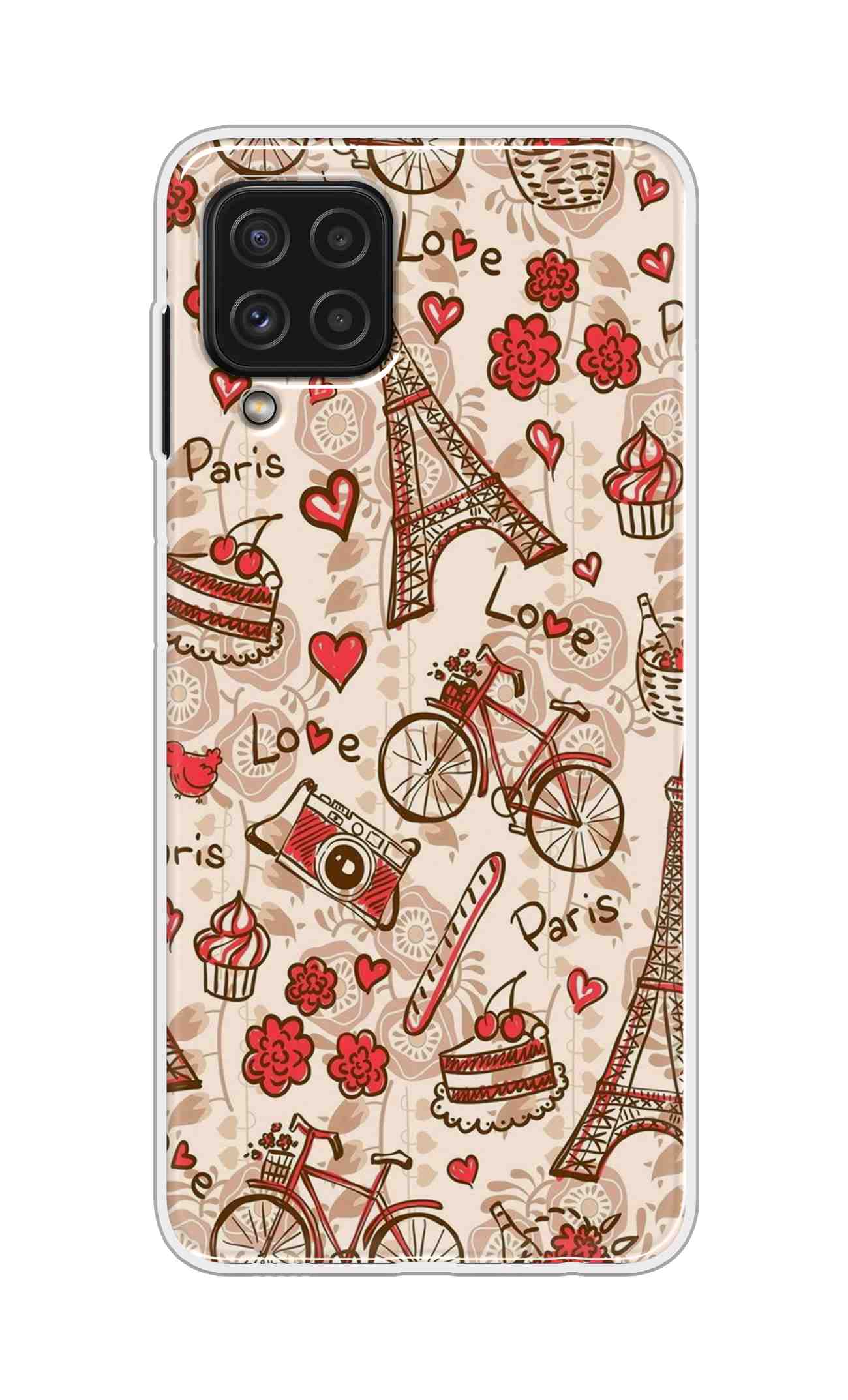 Coberta Back Cover For Samsung Galaxy A22 Back Cover Stylish Case - Paris and Love Text Pattern D11626