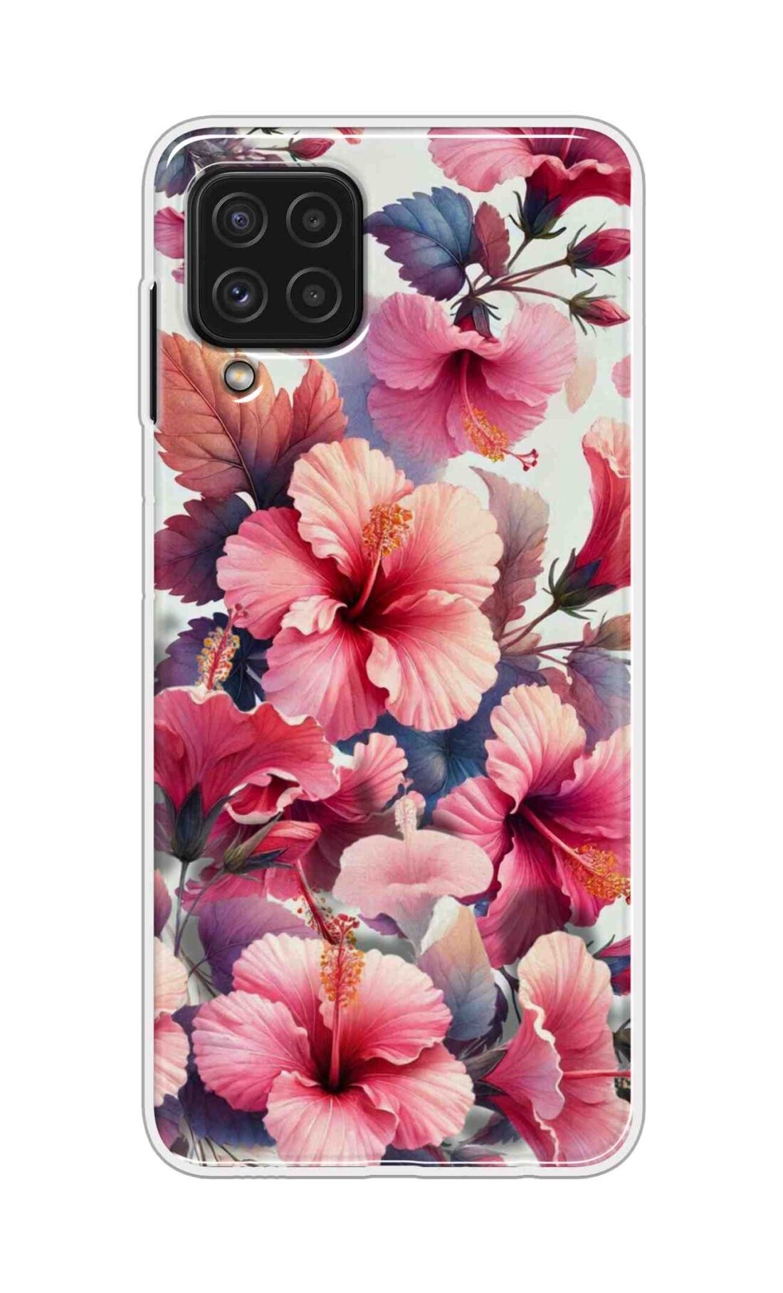 Coberta Back Cover For Samsung Galaxy A22 Back Cover Stylish Case - Pink Leaves and Flowers Design D16525
