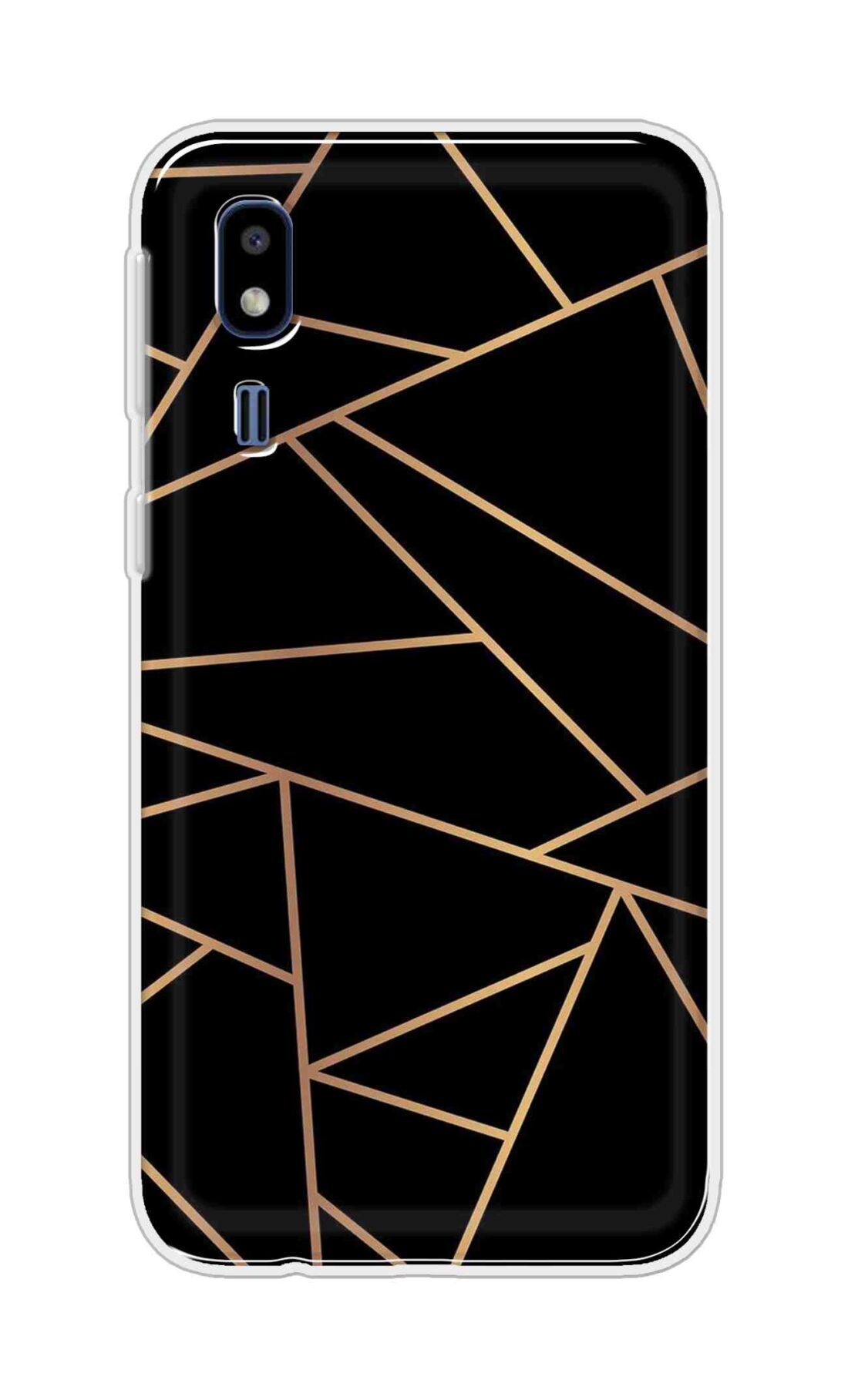 Coberta Back Cover For Samsung Galaxy A2 Core Back Cover Stylish Case - Golden Zig Zag Pattern in Black Design D16519