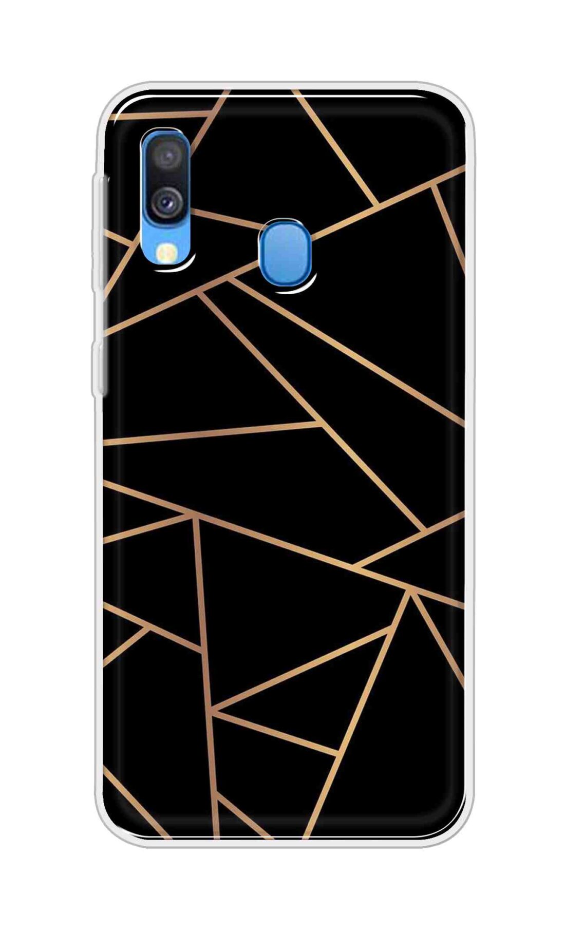 Coberta Back Cover For Samsung Galaxy A40 Back Cover Stylish Case - Golden Zig Zag Pattern in Black Design D16519