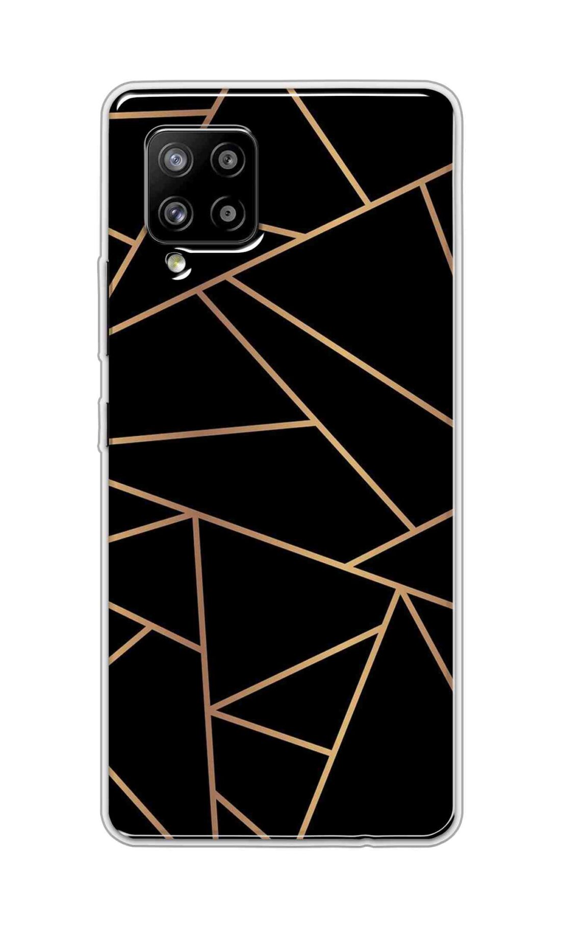 Coberta Back Cover For Samsung Galaxy A42 Back Cover Stylish Case - Golden Zig Zag Pattern in Black Design D16519