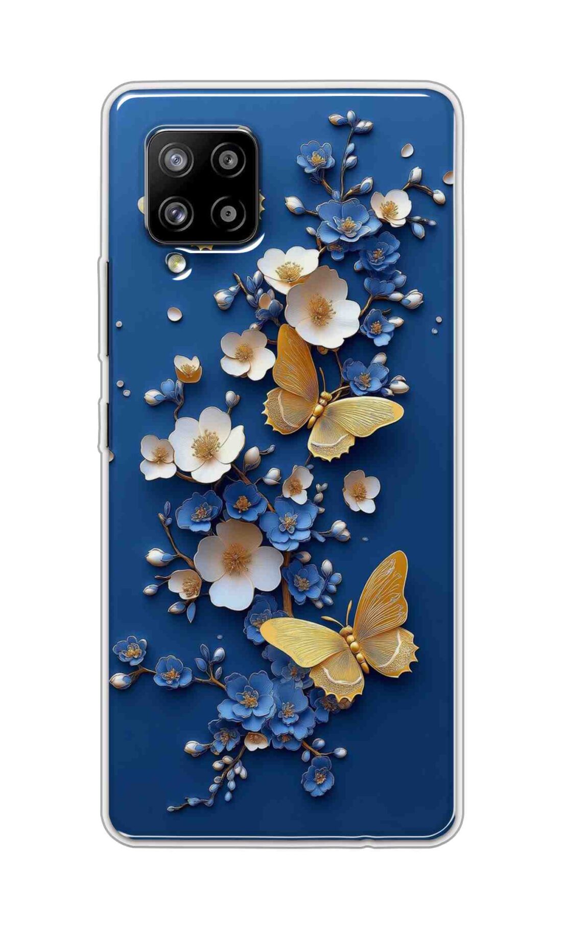 Coberta Back Cover For Samsung Galaxy A42 Back Cover Stylish Case - Butterflyes and Flowers in Blue Design D16580
