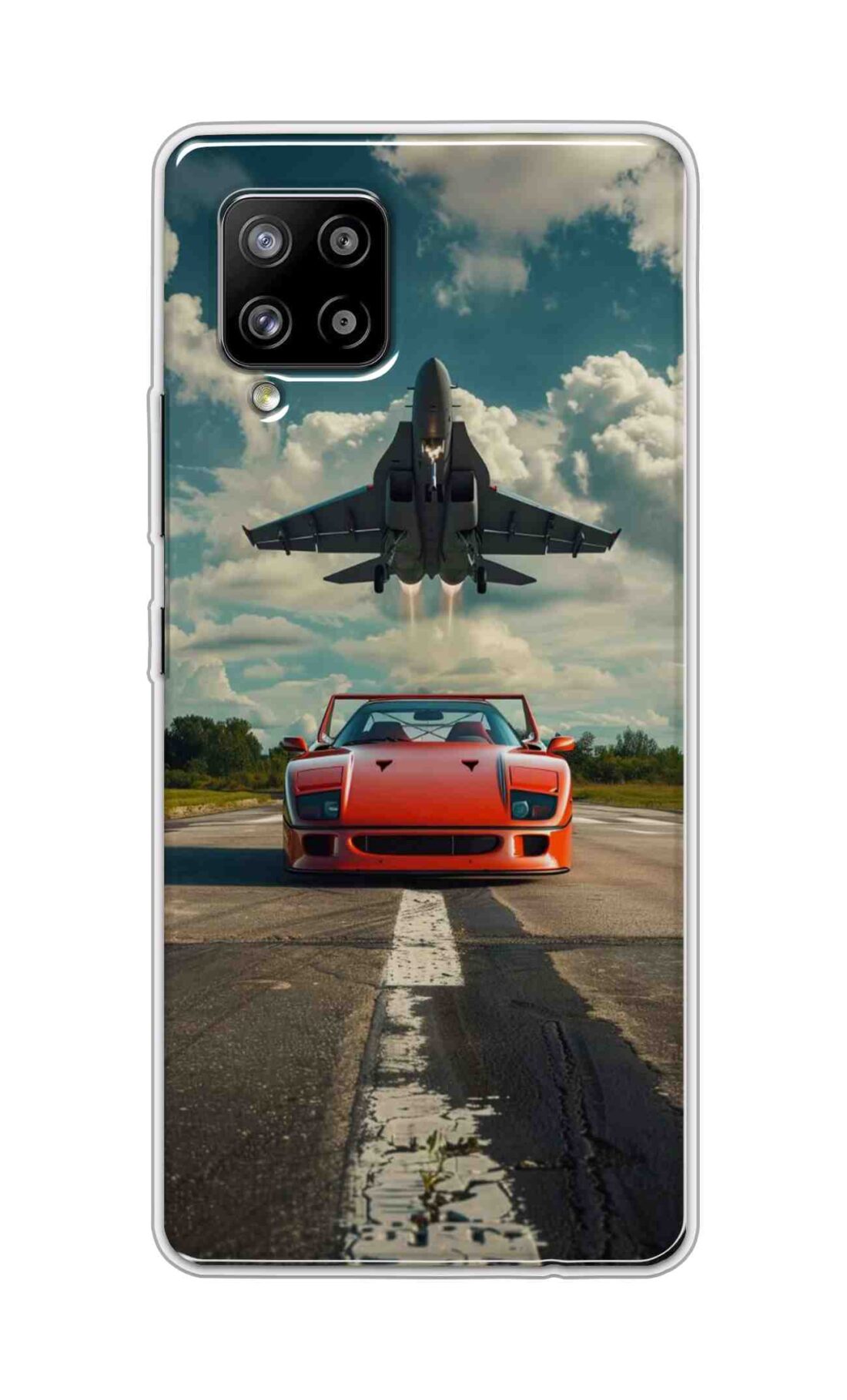 Coberta Back Cover For Samsung Galaxy A42 Back Cover Stylish Case - Red Car with Aeroplane Design D16596