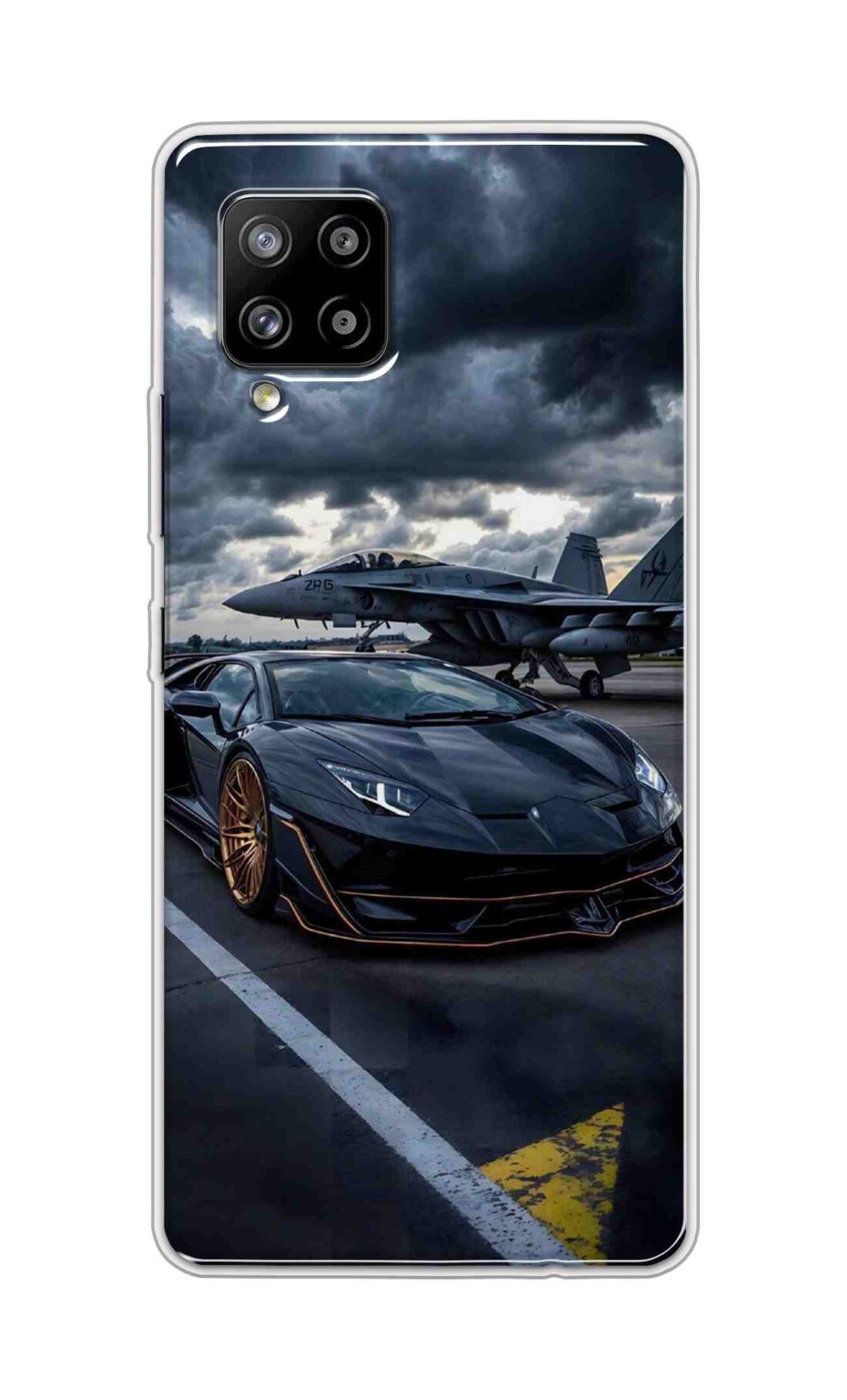 Coberta Back Cover For Samsung Galaxy A42 Back Cover Stylish Case - Black Car with Aeroplane Design D16616