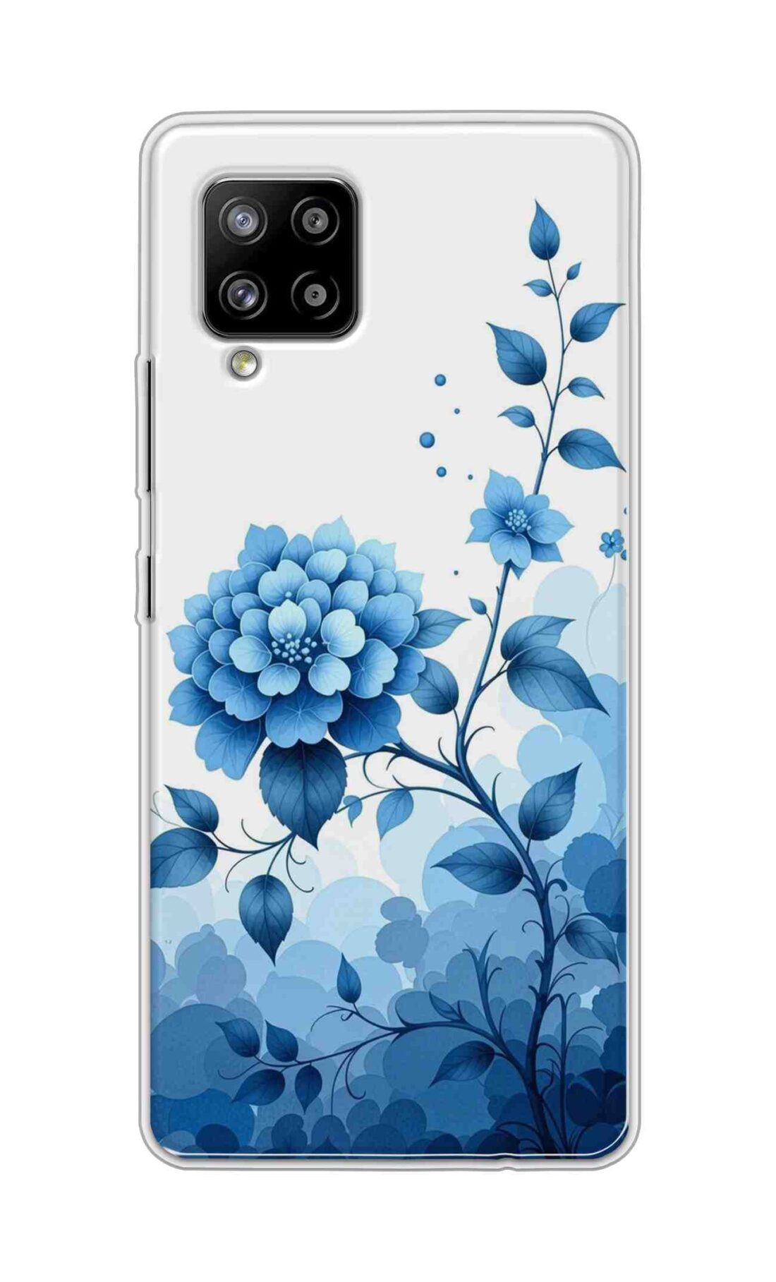 Coberta Back Cover For Samsung Galaxy A42 Back Cover Stylish Case - Blue Flowers in White Design D16644