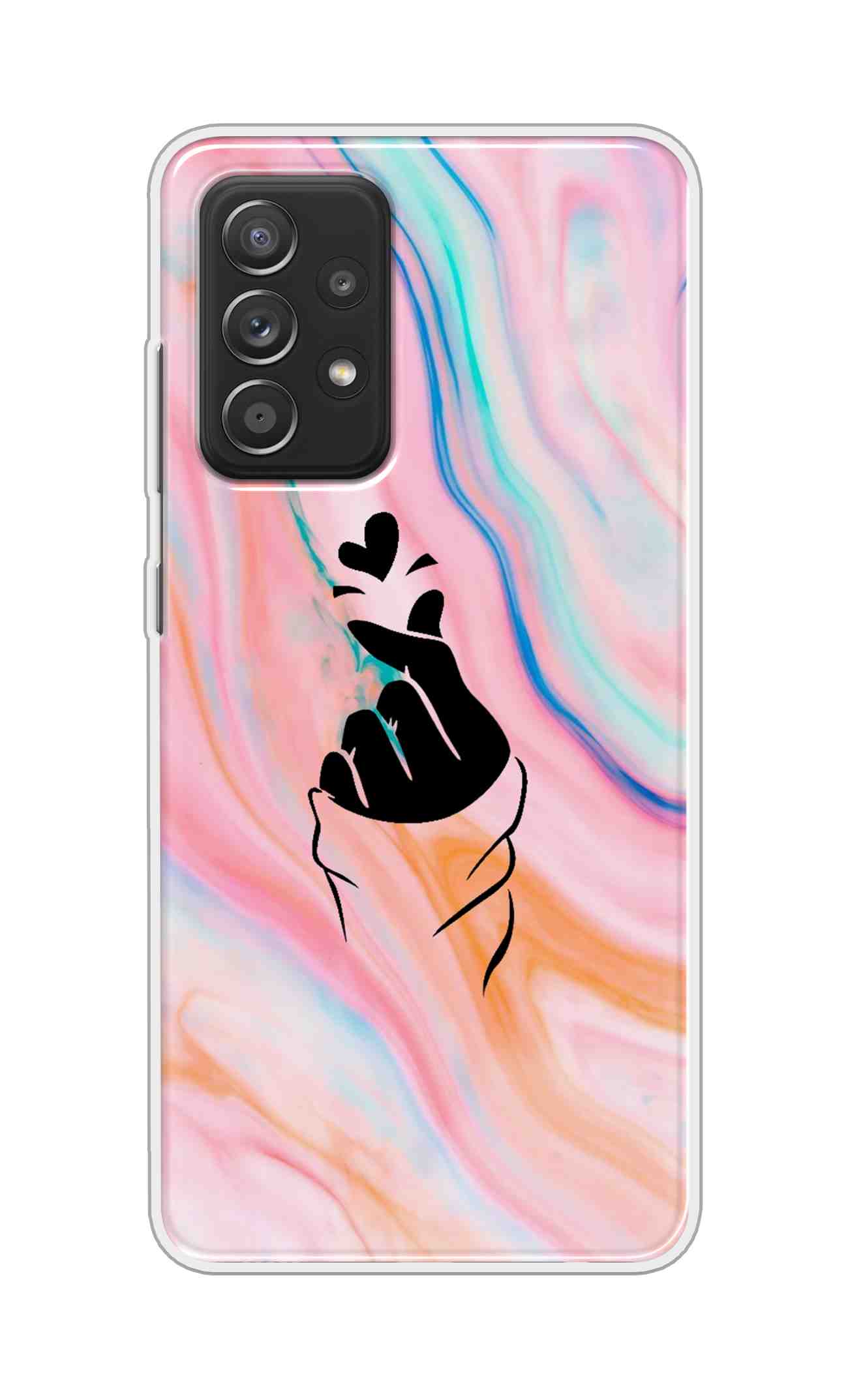 Coberta Back Cover For Samsung Galaxy A52 Back Cover Stylish Case - Korean Heart on Pink Multicolour Design D11896