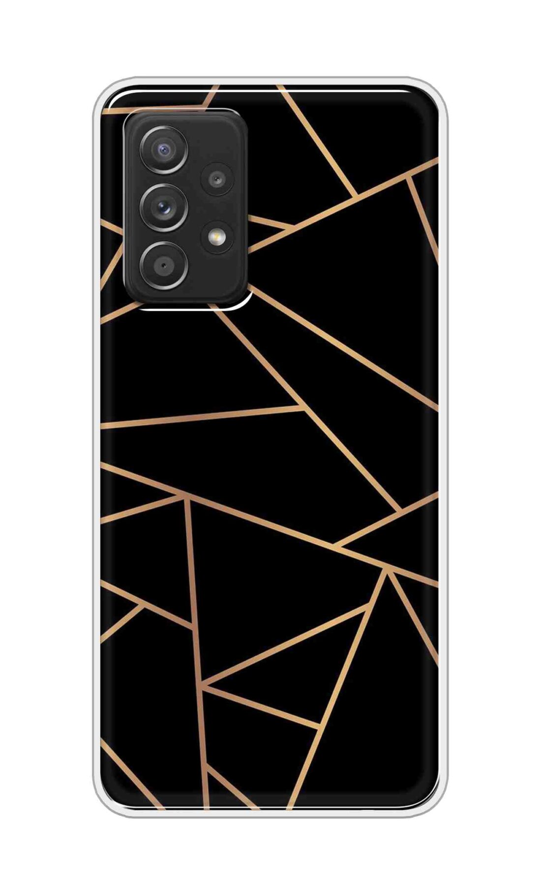 Coberta Back Cover For Samsung Galaxy A52 5G Back Cover Stylish Case - Golden Zig Zag Pattern in Black Design D16519