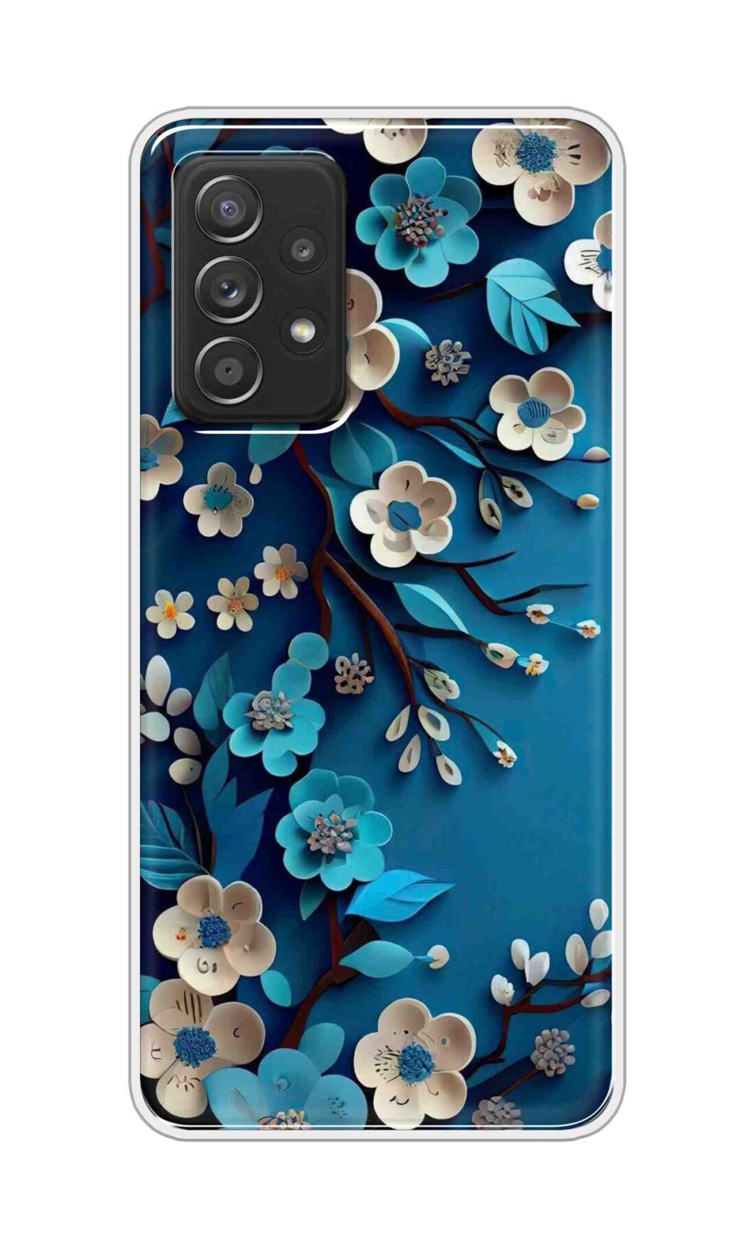 Coberta Back Cover For Samsung Galaxy A52 5G Back Cover Stylish Case - Blue and White Flowers Design D16551