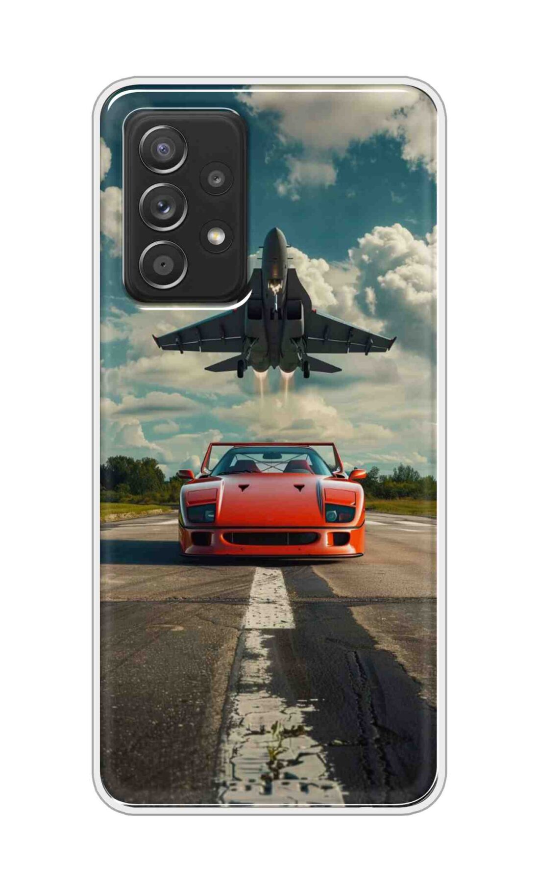 Coberta Back Cover For Samsung Galaxy A52 5G Back Cover Stylish Case - Red Car with Aeroplane Design D16596