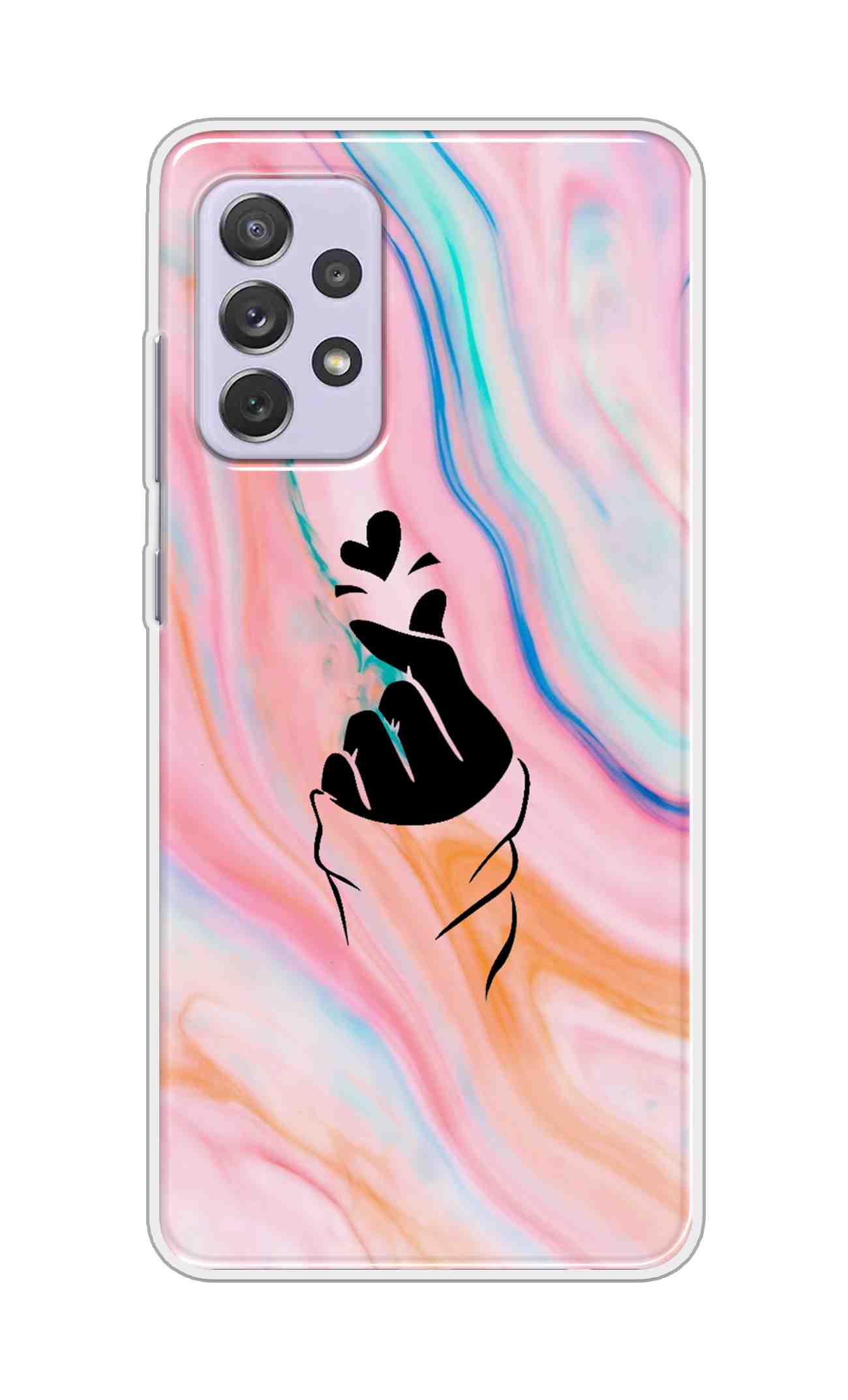 Coberta Back Cover For Samsung Galaxy A72 Back Cover Stylish Case - Korean Heart on Pink Multicolour Design D11896