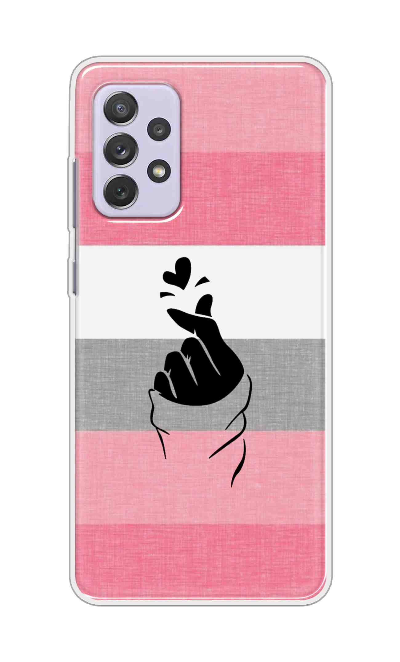 Coberta Back Cover For Samsung Galaxy A72 Back Cover Stylish Case - Straight Pink and Grey Korean Heart Design D14911