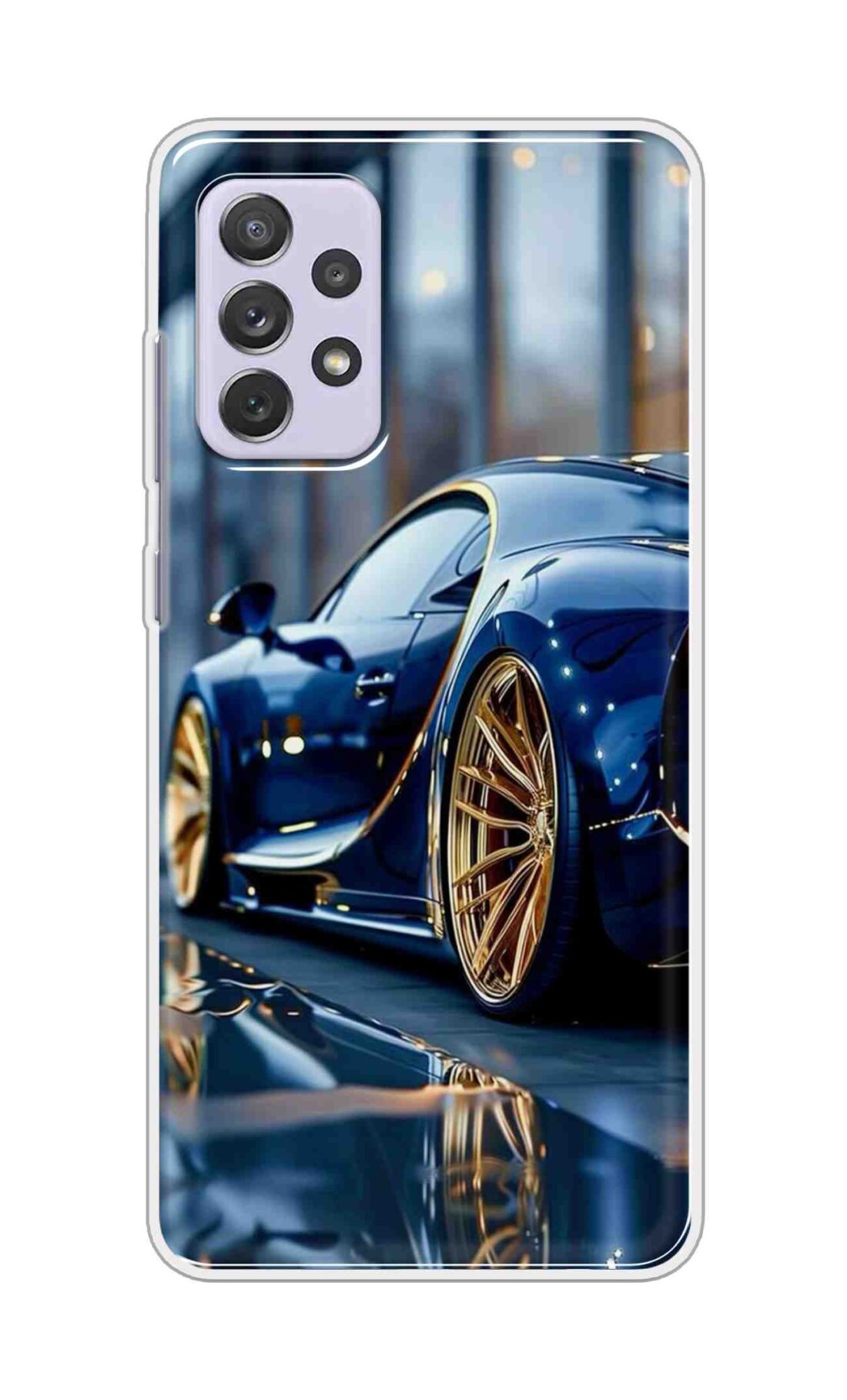 Coberta Back Cover For Samsung Galaxy A72 Back Cover Stylish Case - Black Car with Golden Tier Design D16477