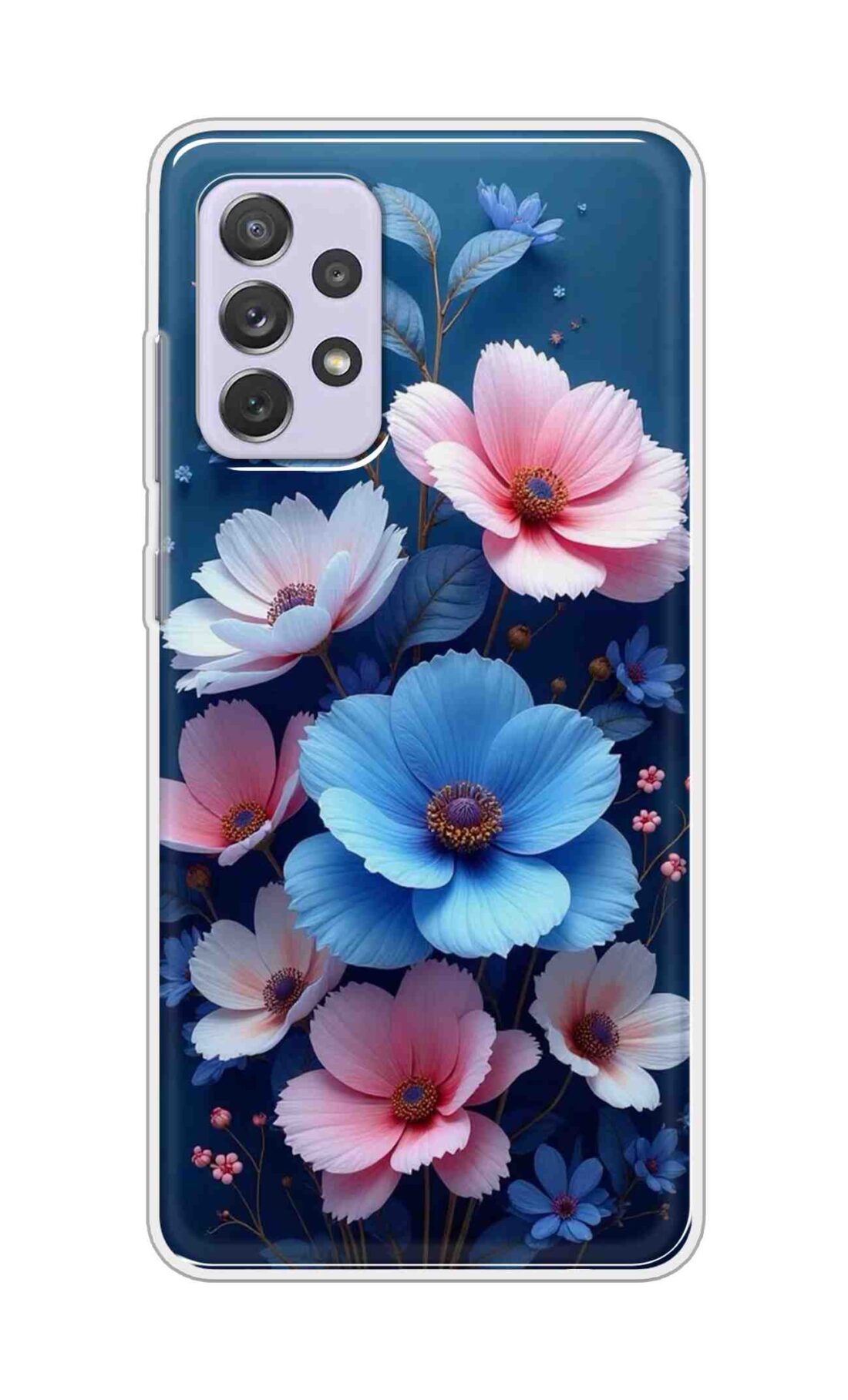 Coberta Back Cover For Samsung Galaxy A72 Back Cover Stylish Case - Blue and Pink Flowers Design D16512